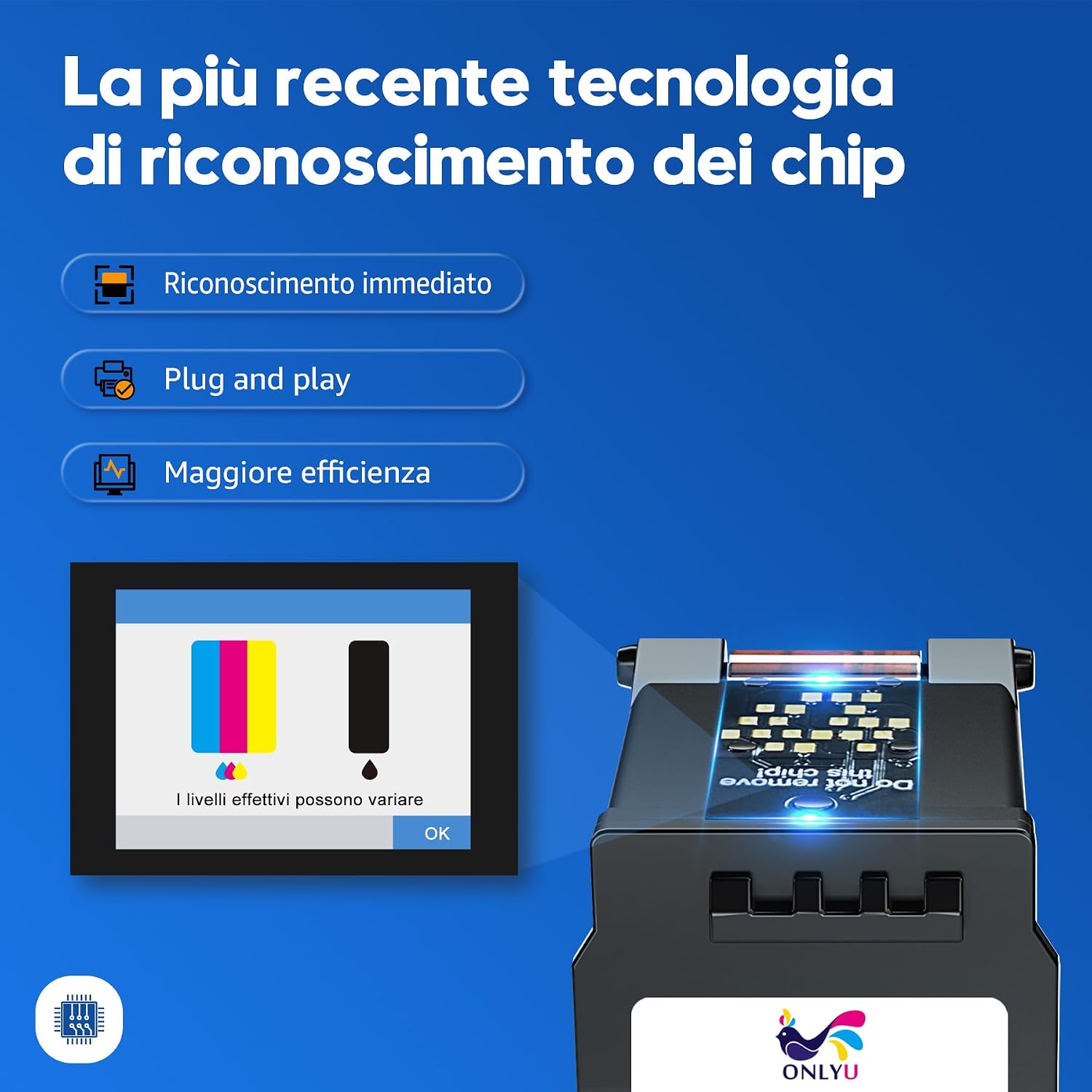 Detalle de ONLYU 575XL 576XL Cartuccia d'inchiostro Compatibile per Canon PIXMA TS/TR3650i/4750i serie — Nero e Tri-colore