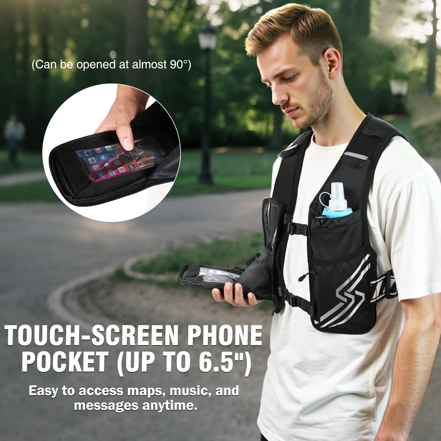 Thumbnail 2 de PLUSINNO Running Hydration Vest for Women and Men with 500ml Soft Flask