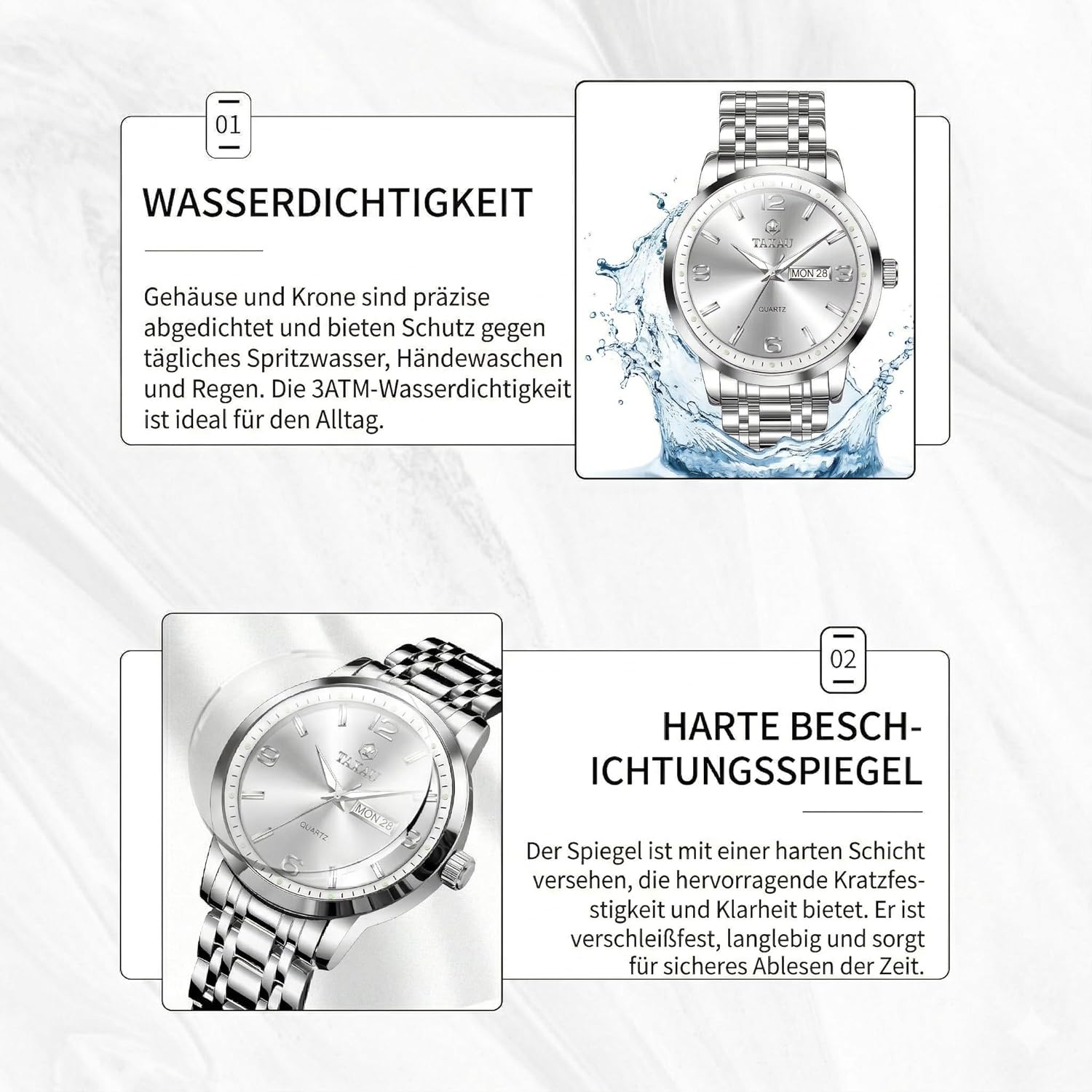 Thumbnail 3 de Taxau Herrenuhr – wasserdicht, Edelstahl, Luxus-Business-MultIFunktion