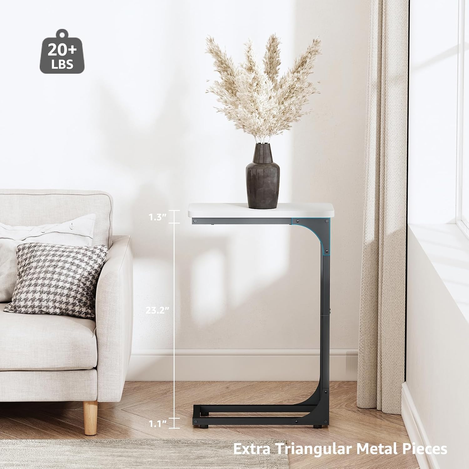 Detalle de QEEIG C-Shape Side Tables, 7.1-Inch Width