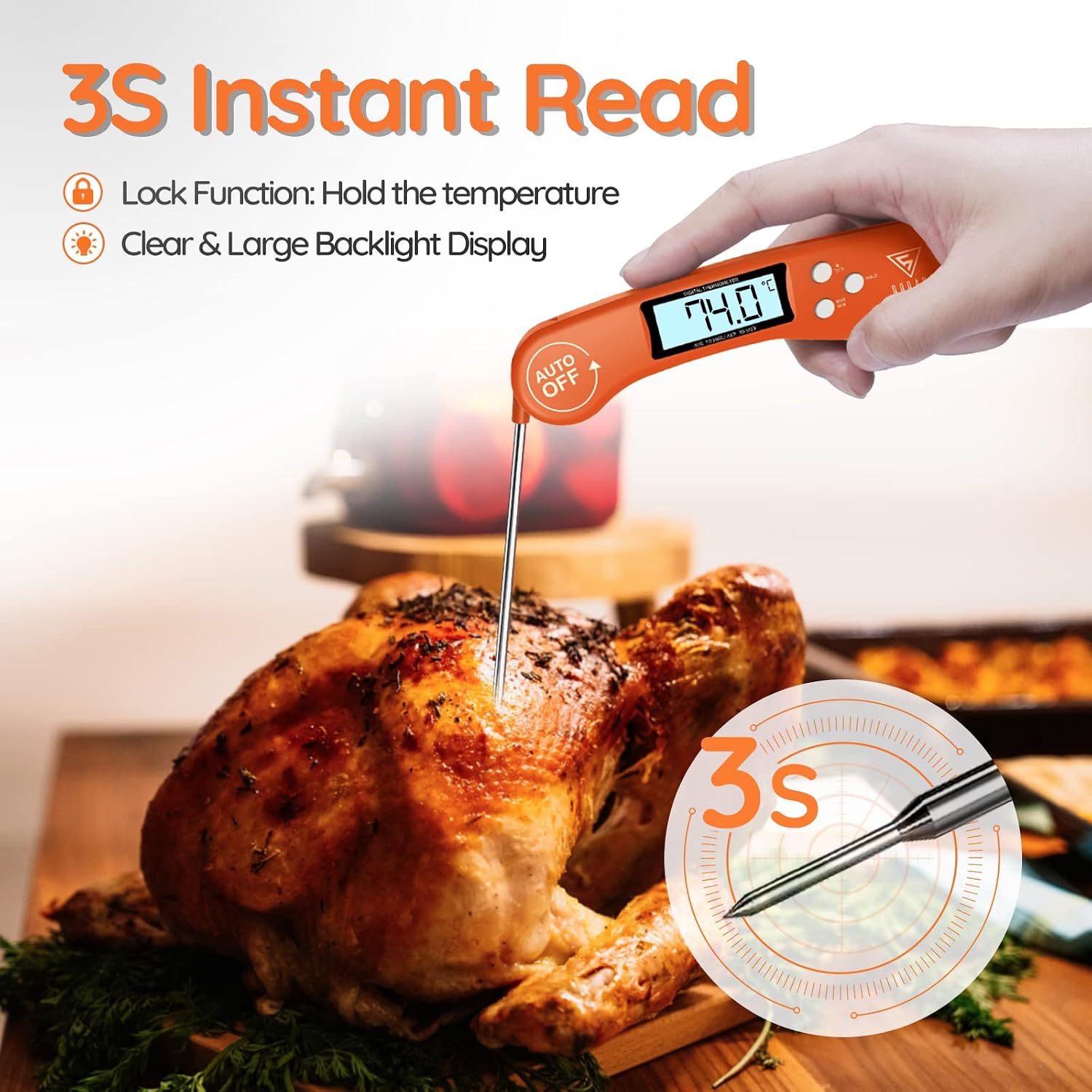 Thumbnail 2 de DOQAUS Food Thermometer – 3-second instant read meat thermometer with backlit LCD