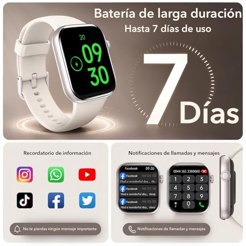 Detalle de AOYBWK Reloj Inteligente para Mujer y Hombre con Llamadas Bluetooth, 140+ Modos Deportivos y Monitor de Salud IP68