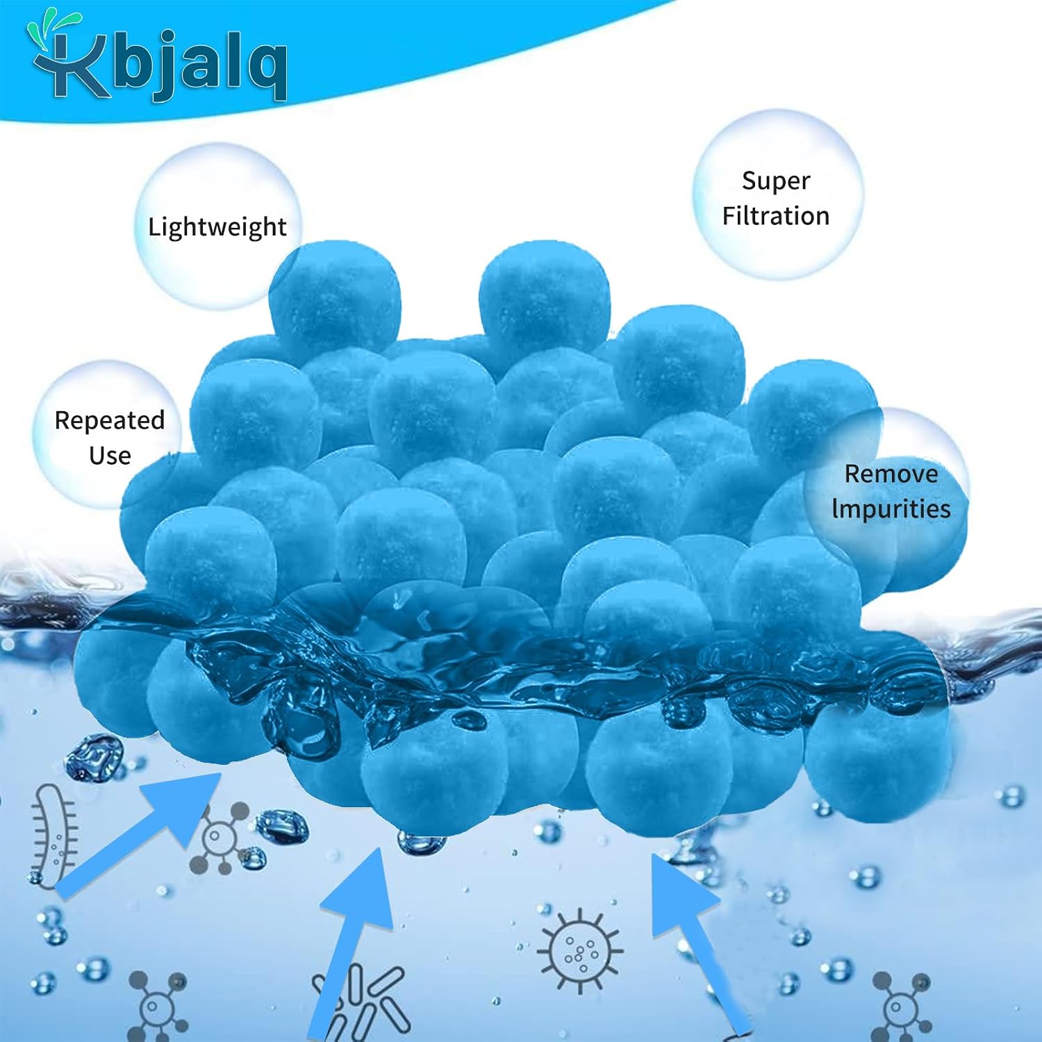 Detalle 2 de KBJALQ Pool Filter Balls, 3.1 lb Blue Reusable Pool Filter Media
