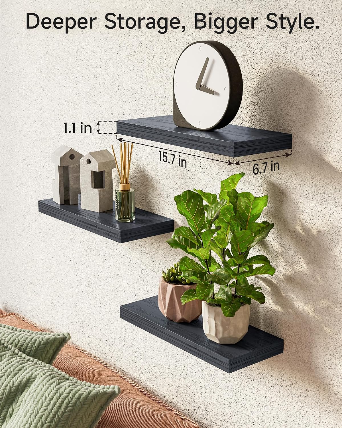 Detalle de BAYKA 15.7in Floating Wall Shelves 22lbs
