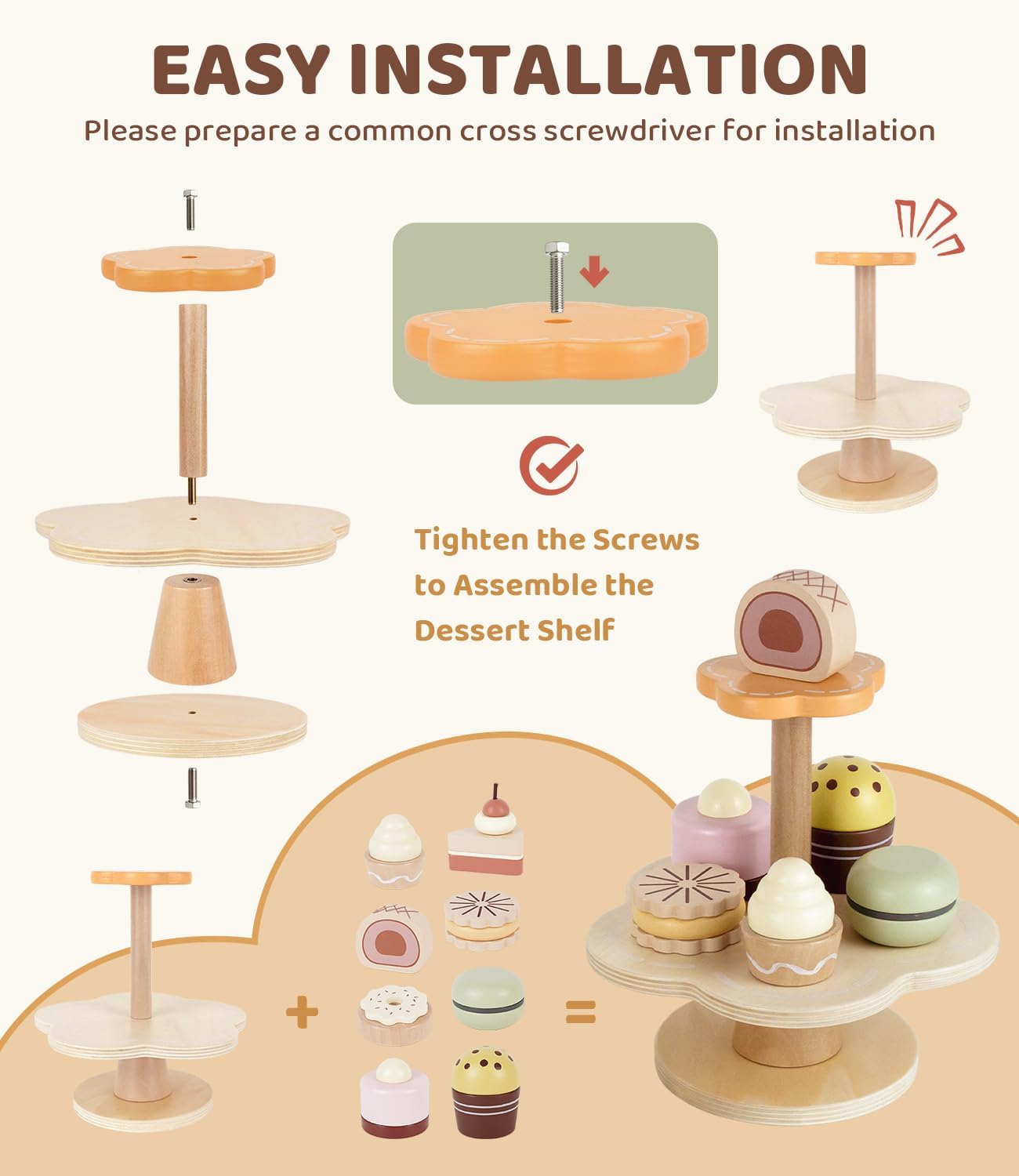 Detalle de Airlab Services à Thé Bois – Service à thé en bois pour jeu de rôle et atelier de cuisine enfant (3+)