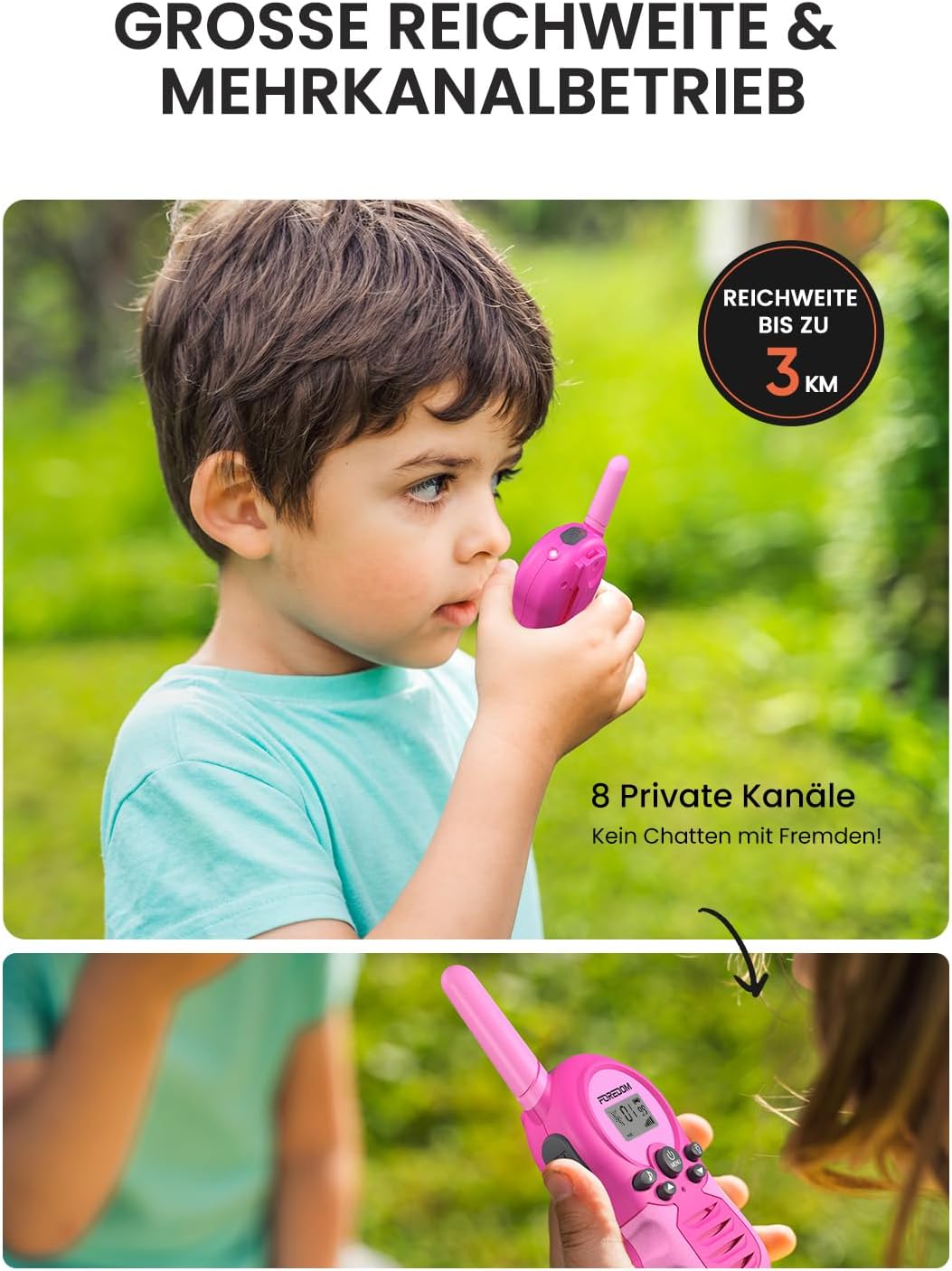 Thumbnail 1 de FOREDOM Wiederaufladbare Walkie Talkies für Kinder – 2er Set, 8 Kanäle, bis zu 3 km Reichweite