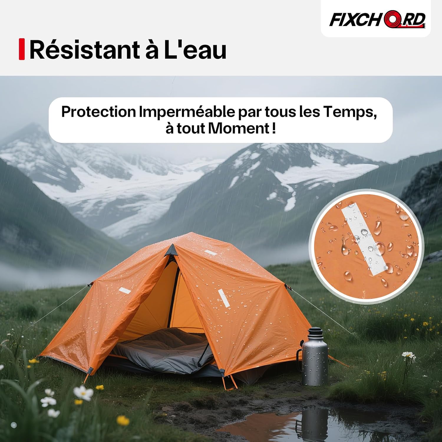 Thumbnail 3 de FIXCHORD Ruban Adhésif Toilé 25 mm × 50 m — Duct Tape extra fort, imperméable