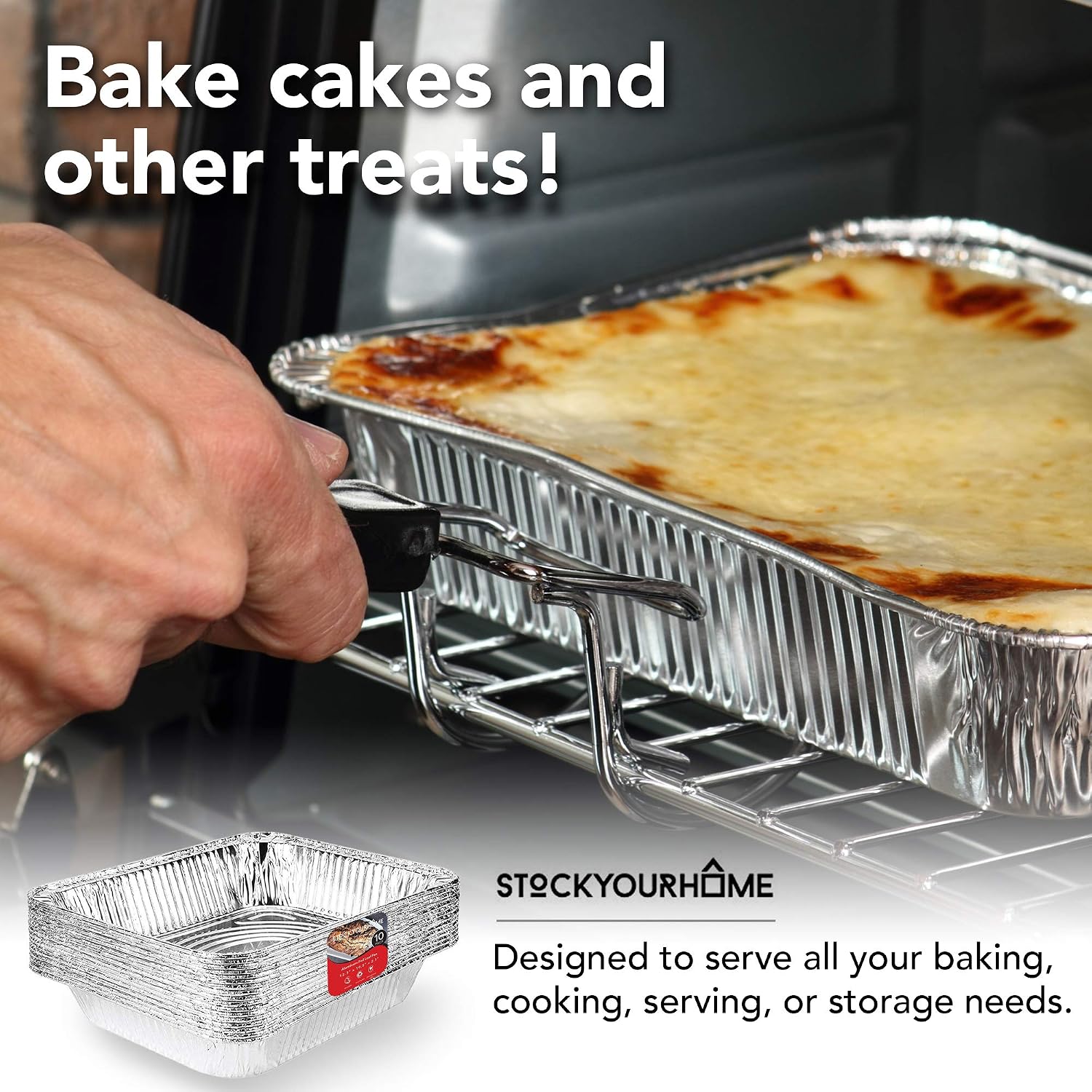 Thumbnail 6 de Stock Your Home 9x13 Aluminum Pans (20 Pack) — Disposable, Recyclable Half Size Steam Table Trays