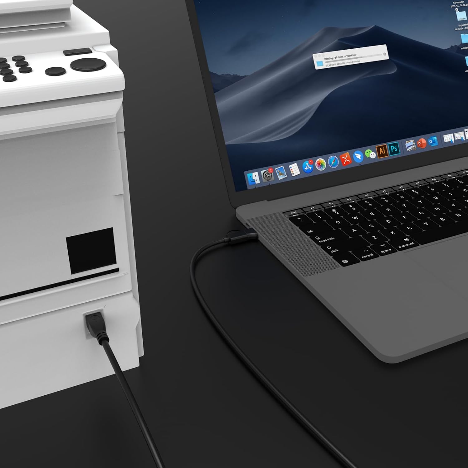 Detalle de Zosvoses USB A/C auf USB B Druckerkabel 2-in-1 – Hochgeschwindigkeits-Scanner-/Druckerkabel, 1 m, USB-C/USB-A kompatibel