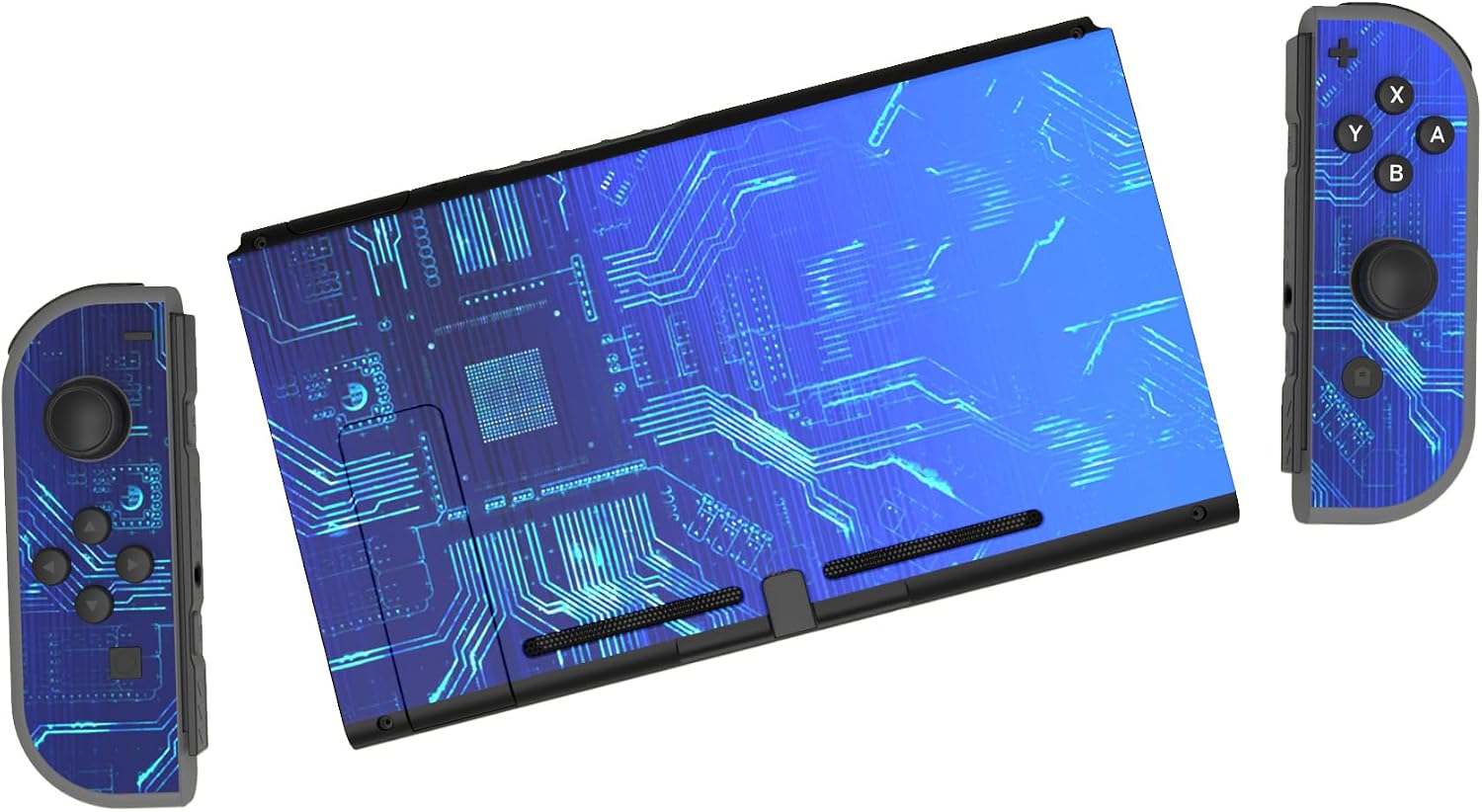 Thumbnail 2 de eXtremeRate Full Set Faceplate Skin Decals and Screen Protectors for Nintendo Switch – Blue Light Graphic