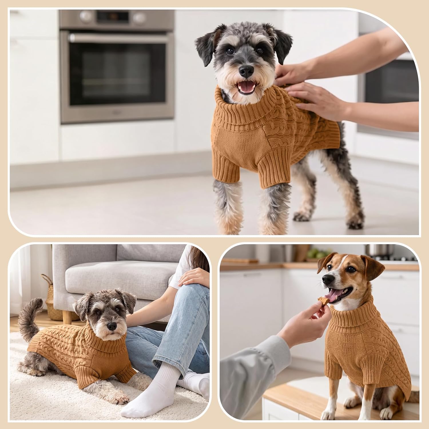 Detalle 2 de Dog Sweater Cable-Knit Turtleneck, Size S