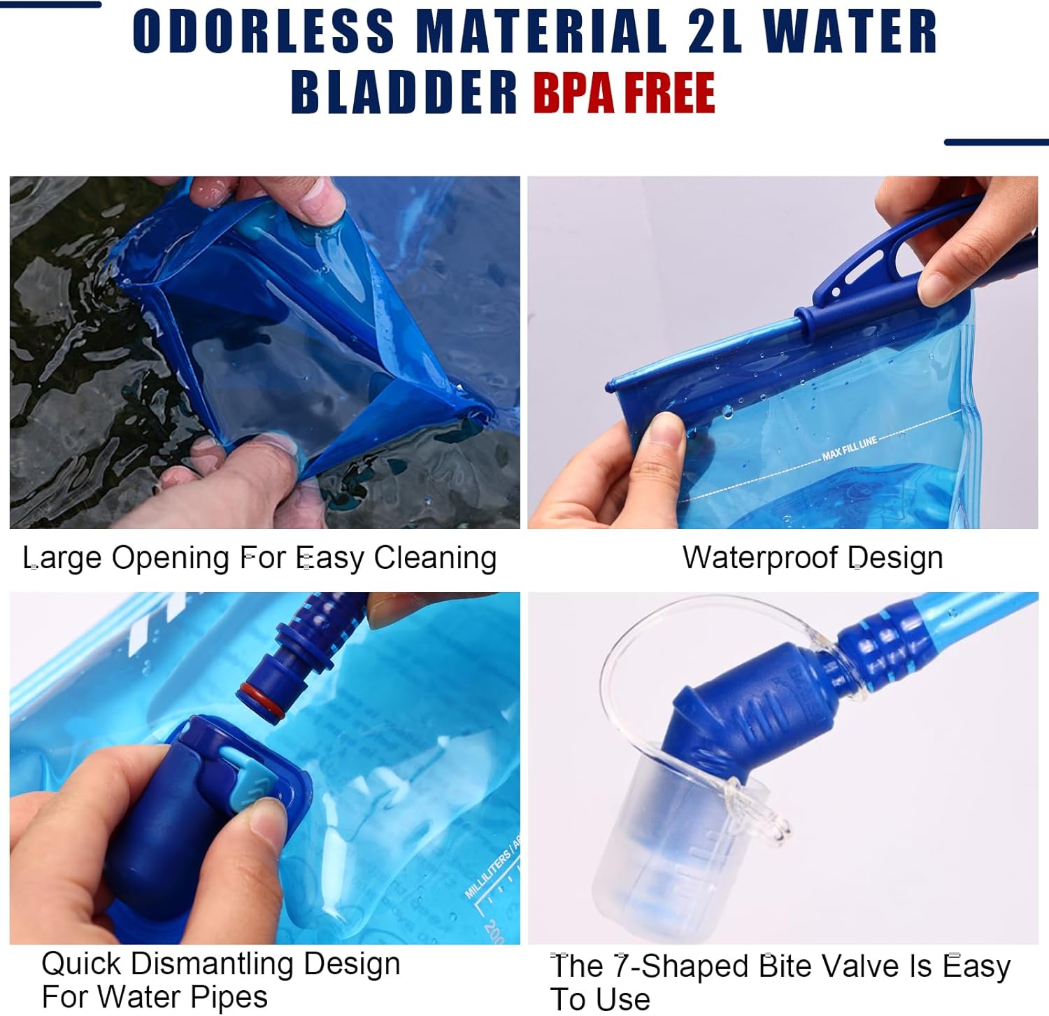 Thumbnail 2 de ONETOALL Running Vest Hydration Backpack (6L) with 500ml bottle & 2L bladder, reflective trail vest