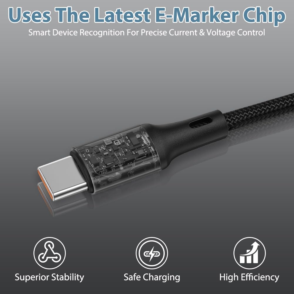 Thumbnail 2 de OFFCUP 240W USB-C auf USB-C Kabel 3 m, 90° Winkel – Nylon, Schnelllade-Kabel