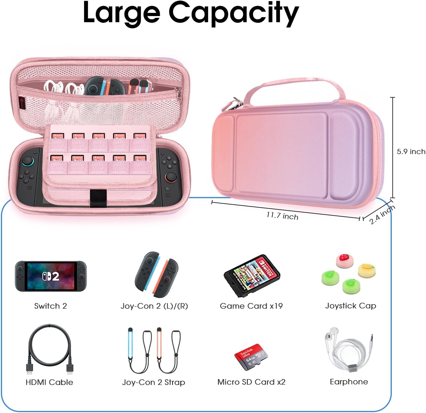 Thumbnail 6 de FINTIE Carrying Case for Nintendo Switch 2 (2025) – Shockproof Hard Shell with Game Card Slots