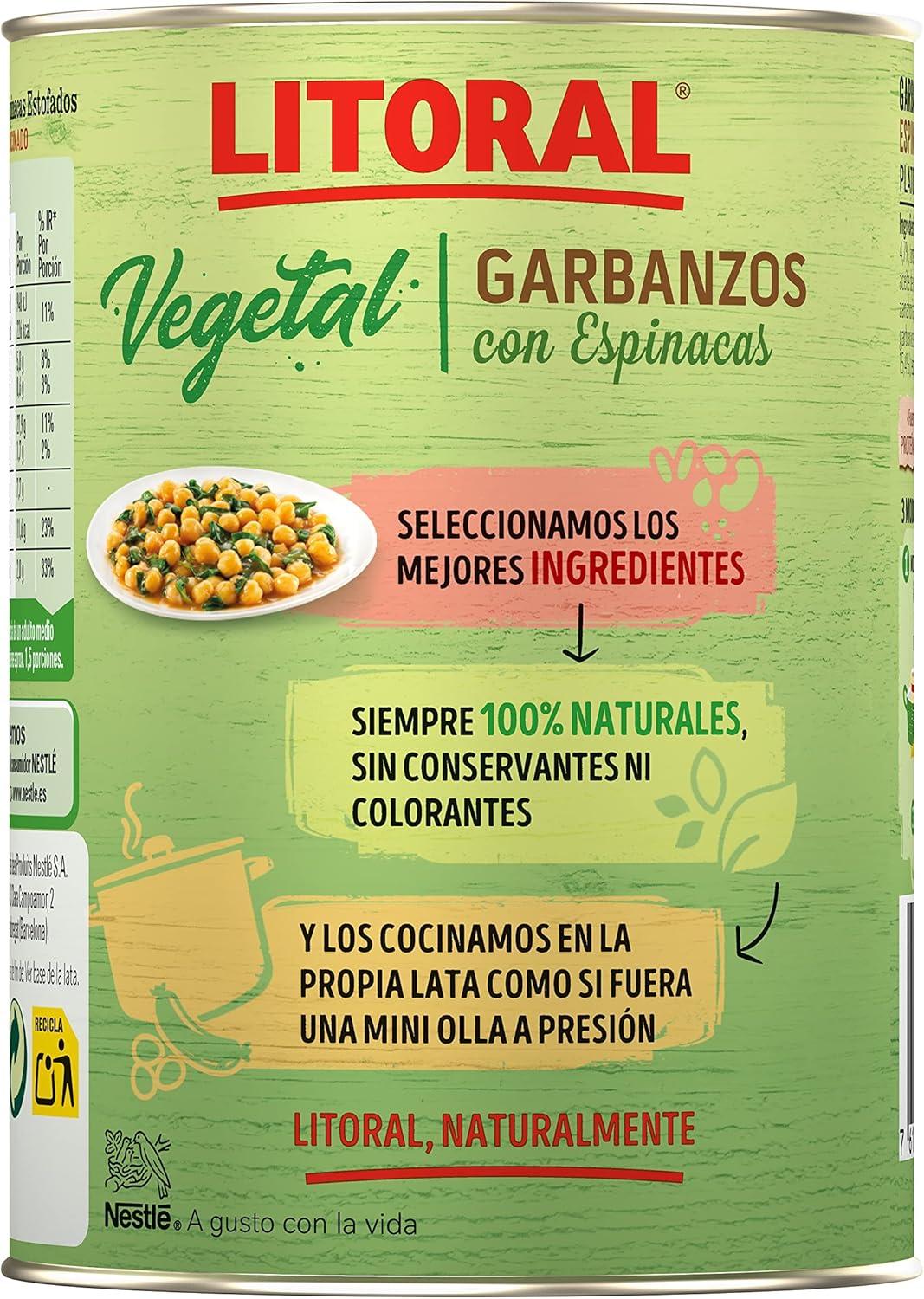 Thumbnail 5 de Litoral Vegetal Garbanzas con Espinacas 🌱 Pack 10x425g