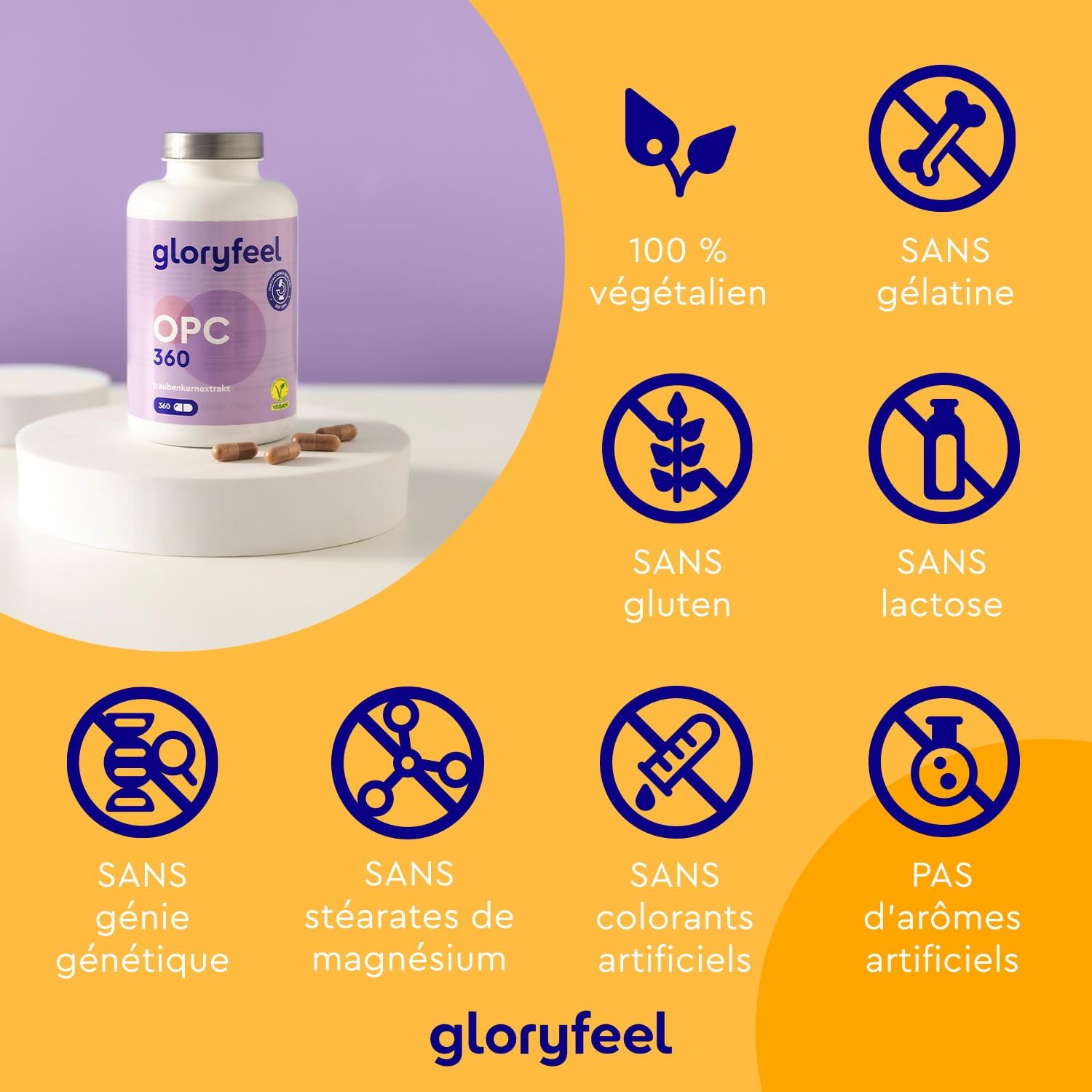 Detalle 2 de Gloryfeel OPC 1052 mg extrait de raisin đ