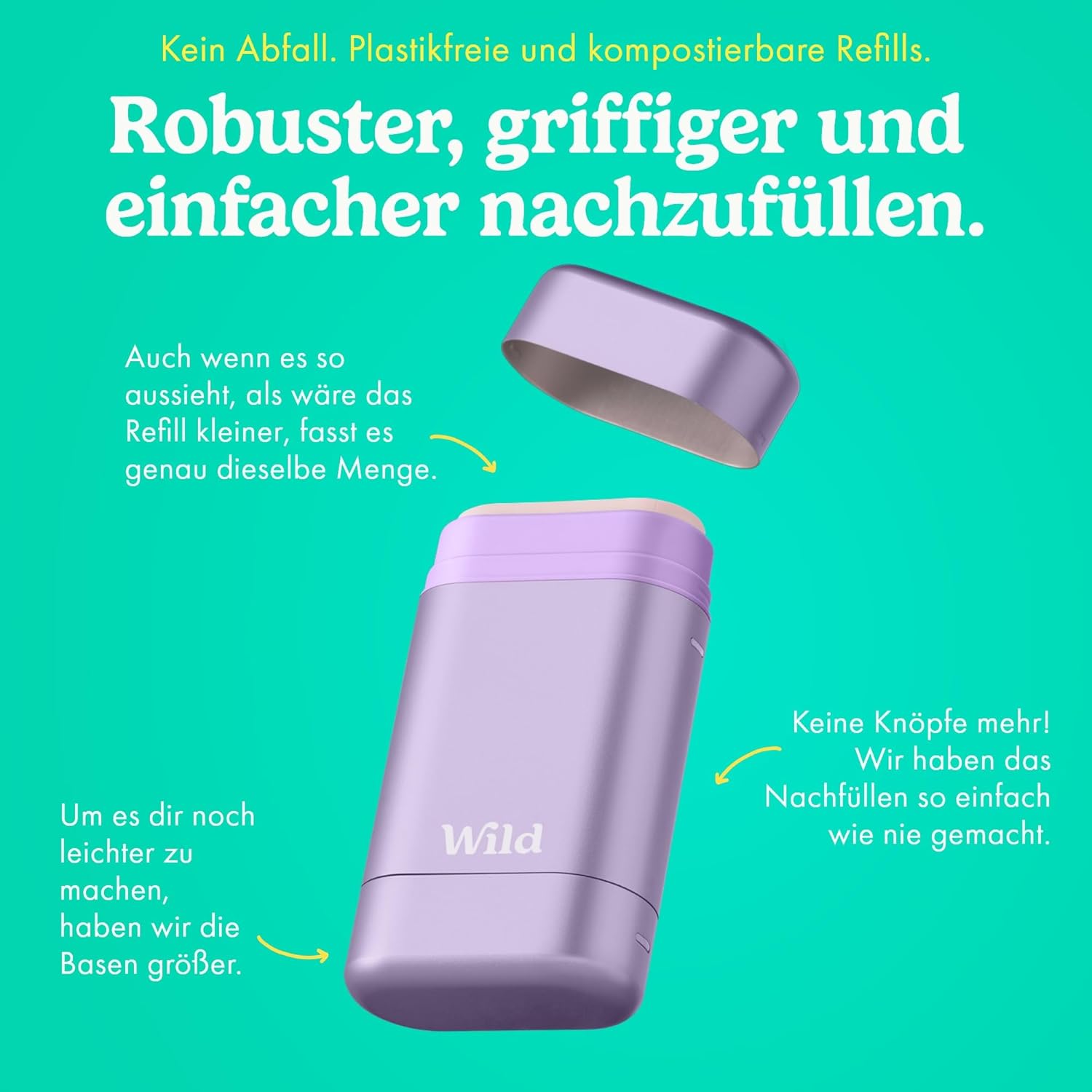 Thumbnail 3 de Wild Natürliches nachfüllbares Deo – Aluminium Salze frei, lilafarbener Behälter, Remixes im Nachfüll-Sortiment