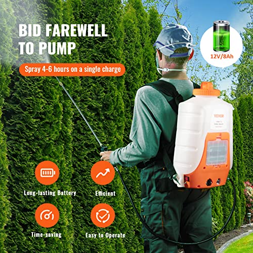 Detalle de VEVOR Pulvérisateur Électrique à Dos 16 L, 12 V 8 Ah, 6,2 Bar, 8 buses – Puissance et confort pour le jardin et le nettoyage