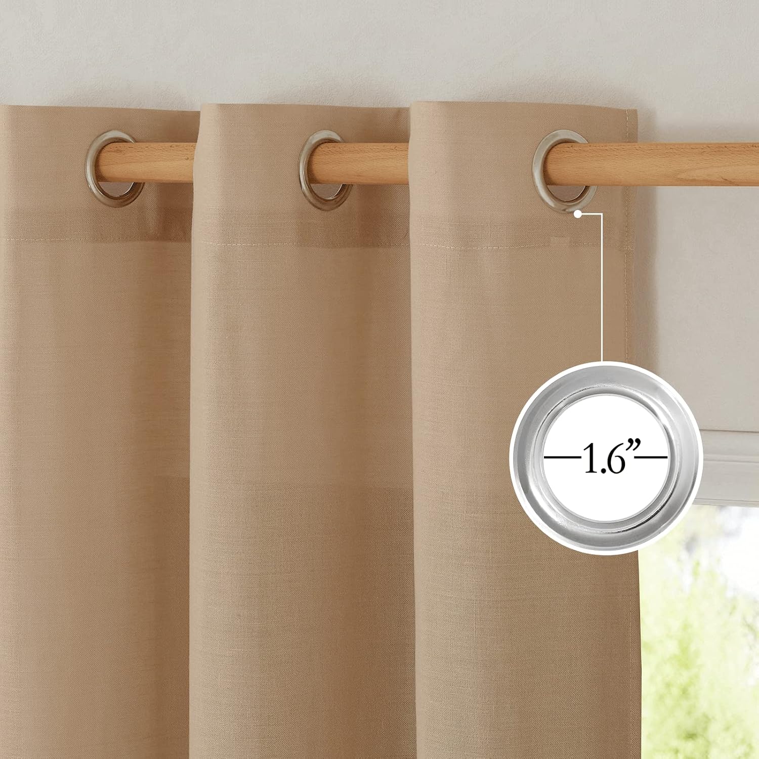 Detalle 2 de NICETOWN Linen Curtains, 30% Natural Linen