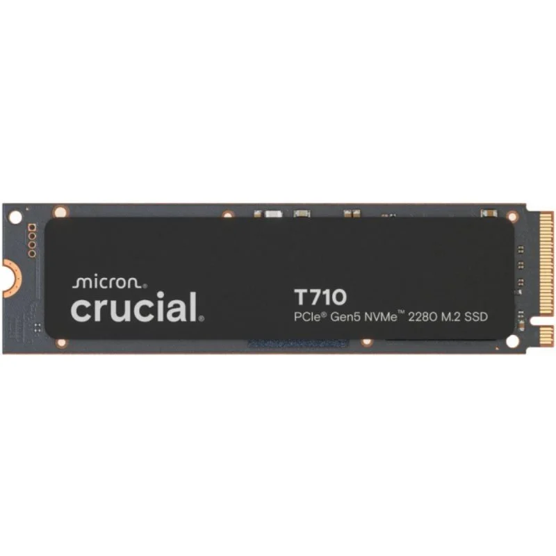 Detalle de Crucial T710 1 TB SSD M.2 PCIe 5.0 – lectura 14.900 MB/s, escritura 13.700 MB/s