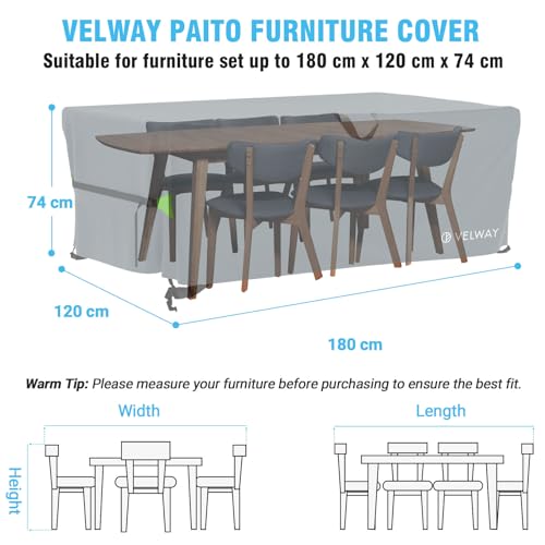 Thumbnail 5 de Velway Funda Impermeable para Muebles de Jardín 🌳 180x120x74cm
