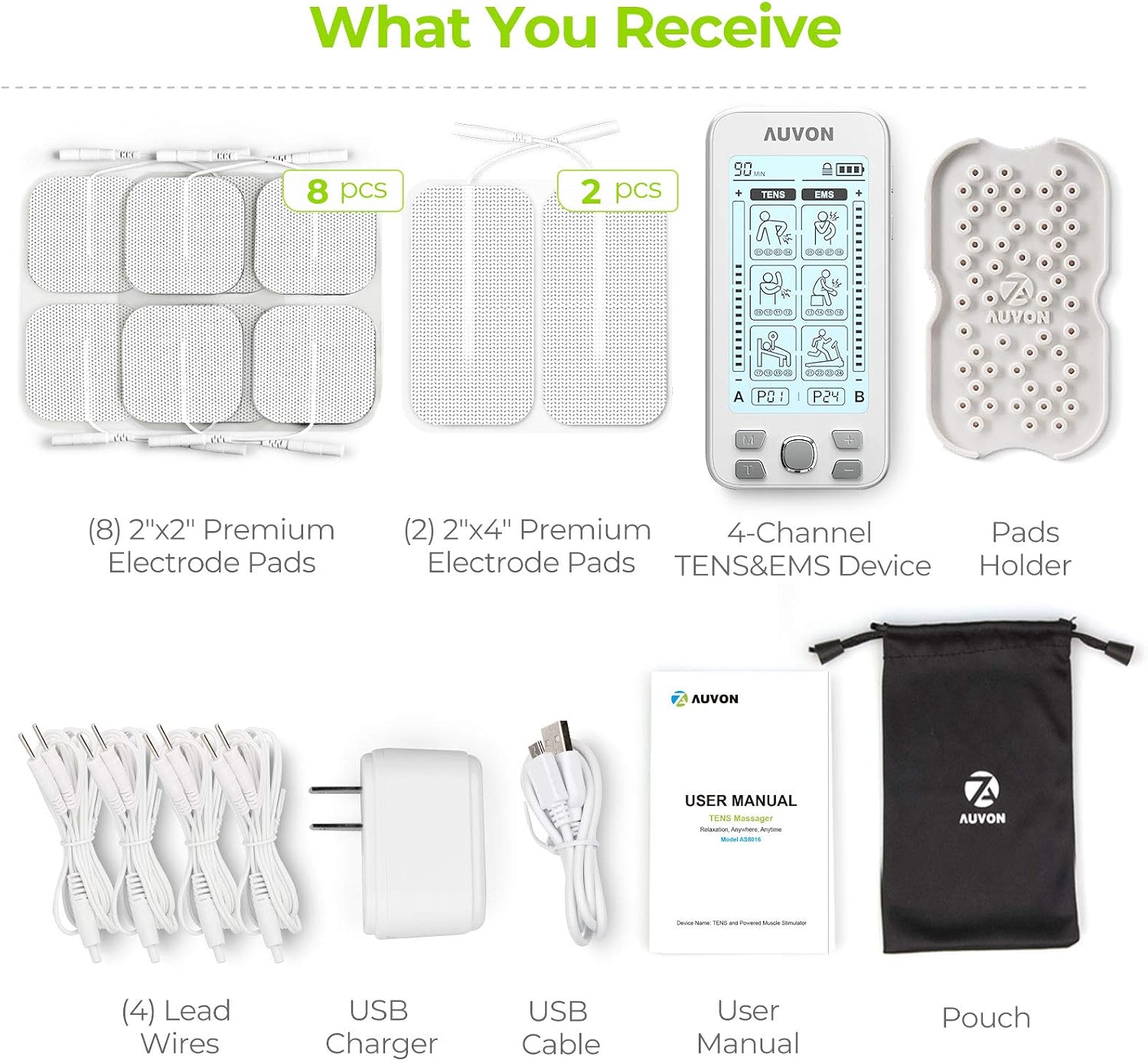 Thumbnail 6 de AUVON 4 Outputs TENS Machine 24 modes for pain relief 📟