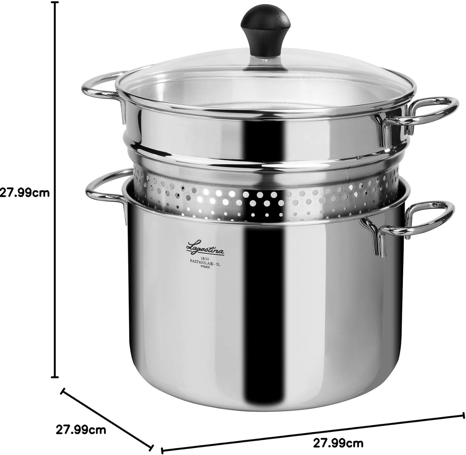 Thumbnail 1 de Lagostina Pastaiola in acciaio inox 18/10 con cestello e coperchio in vetro, 5 L