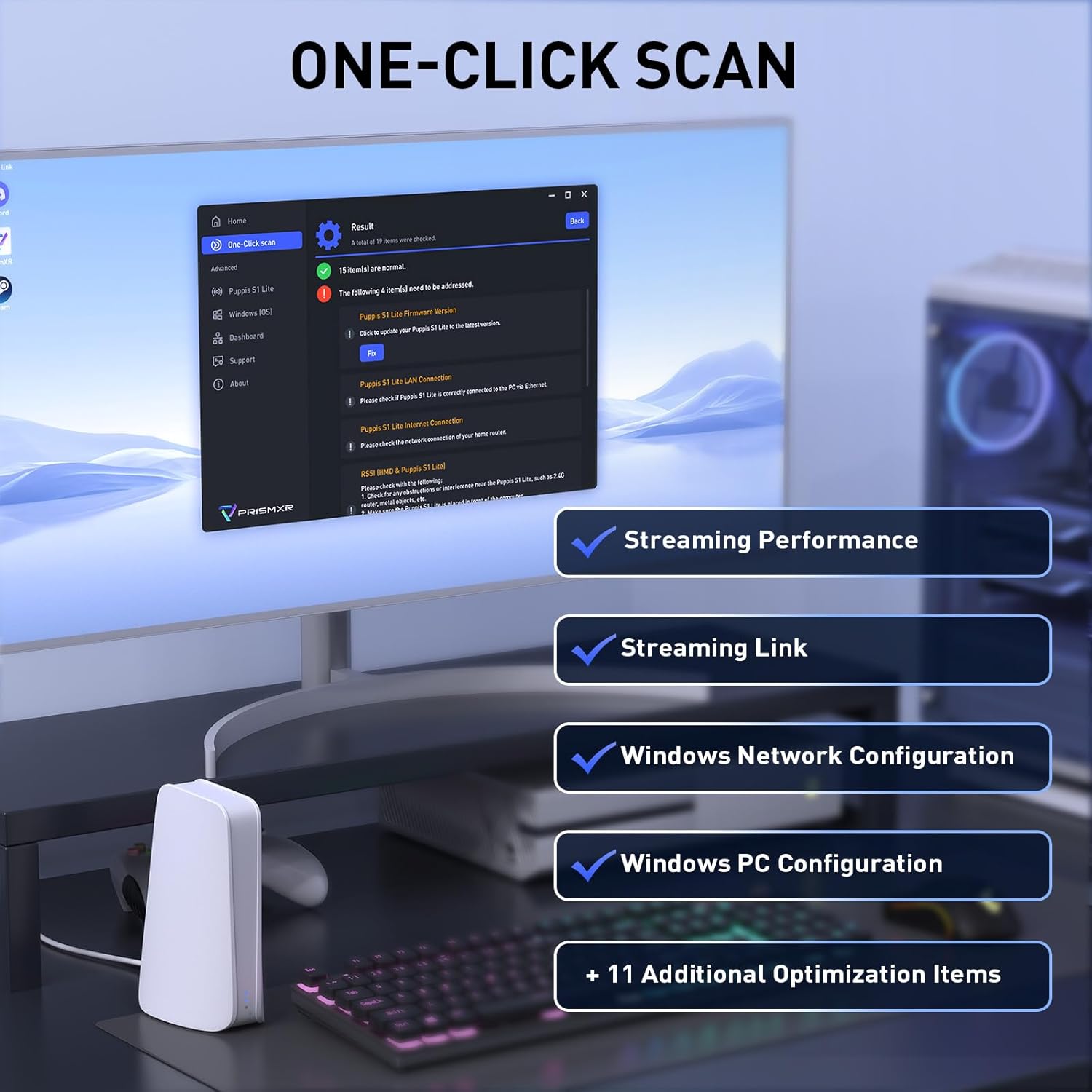 Thumbnail 6 de PRISMXR Puppis S1 Lite VR Router Replace Link Cable for Meta Quest 3S/3/2/Pro (Wi‑Fi 6, up to 1500 Mbps)