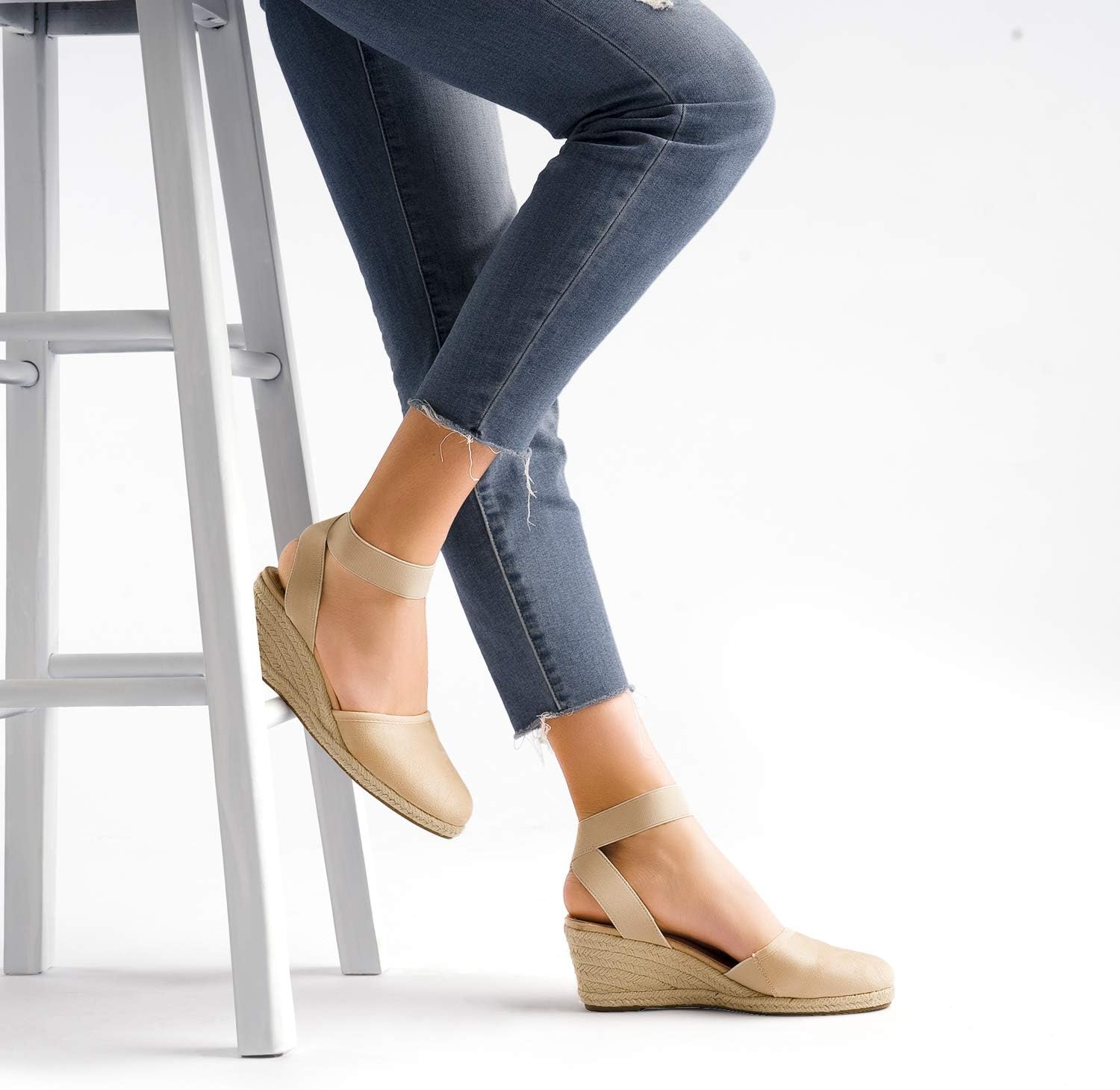 Detalle 2 de Dream Pairs Amanda-1 : sandales compensées ouvertes à bride réglable pour femmes