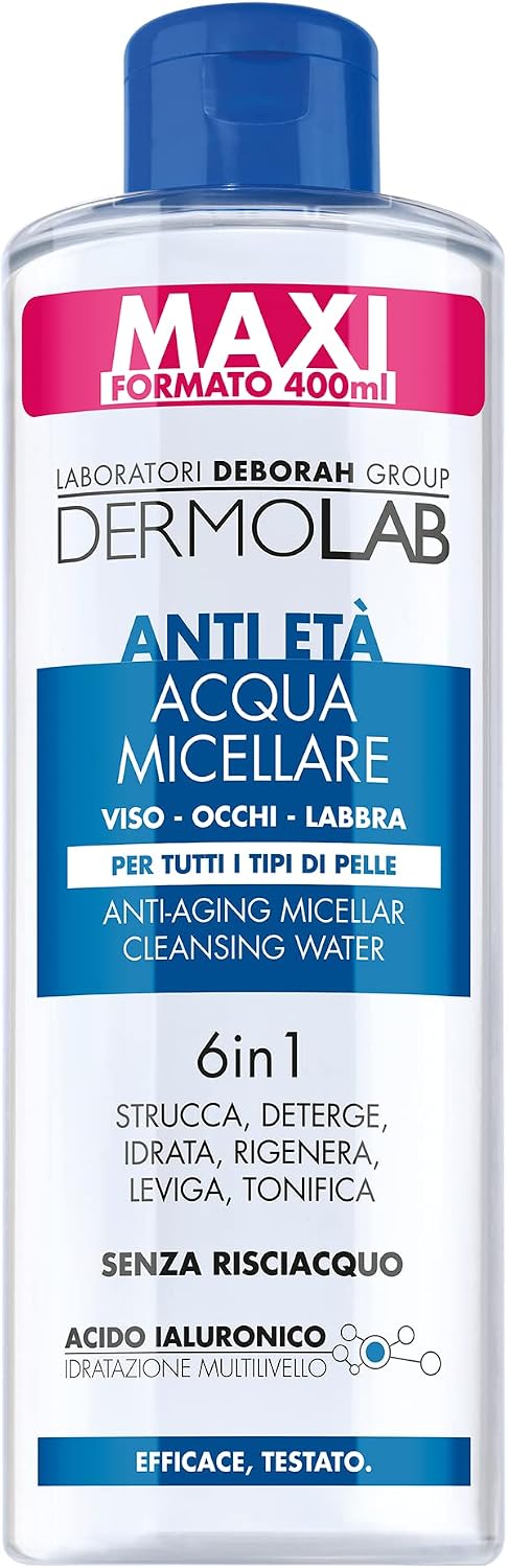 Detalle de Dermolab Acqua Micellare Struccante Viso Antiage 6 in 1 con Acido Ialuronico e Olio di Argan, 400 ml