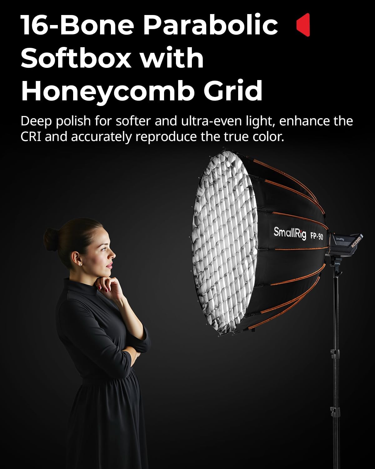Thumbnail 4 de SMALLRIG FP-90 35.4in Parabolic Softbox with Bowens Mount (quick-release, honeycomb grid & diffusers) – 5395