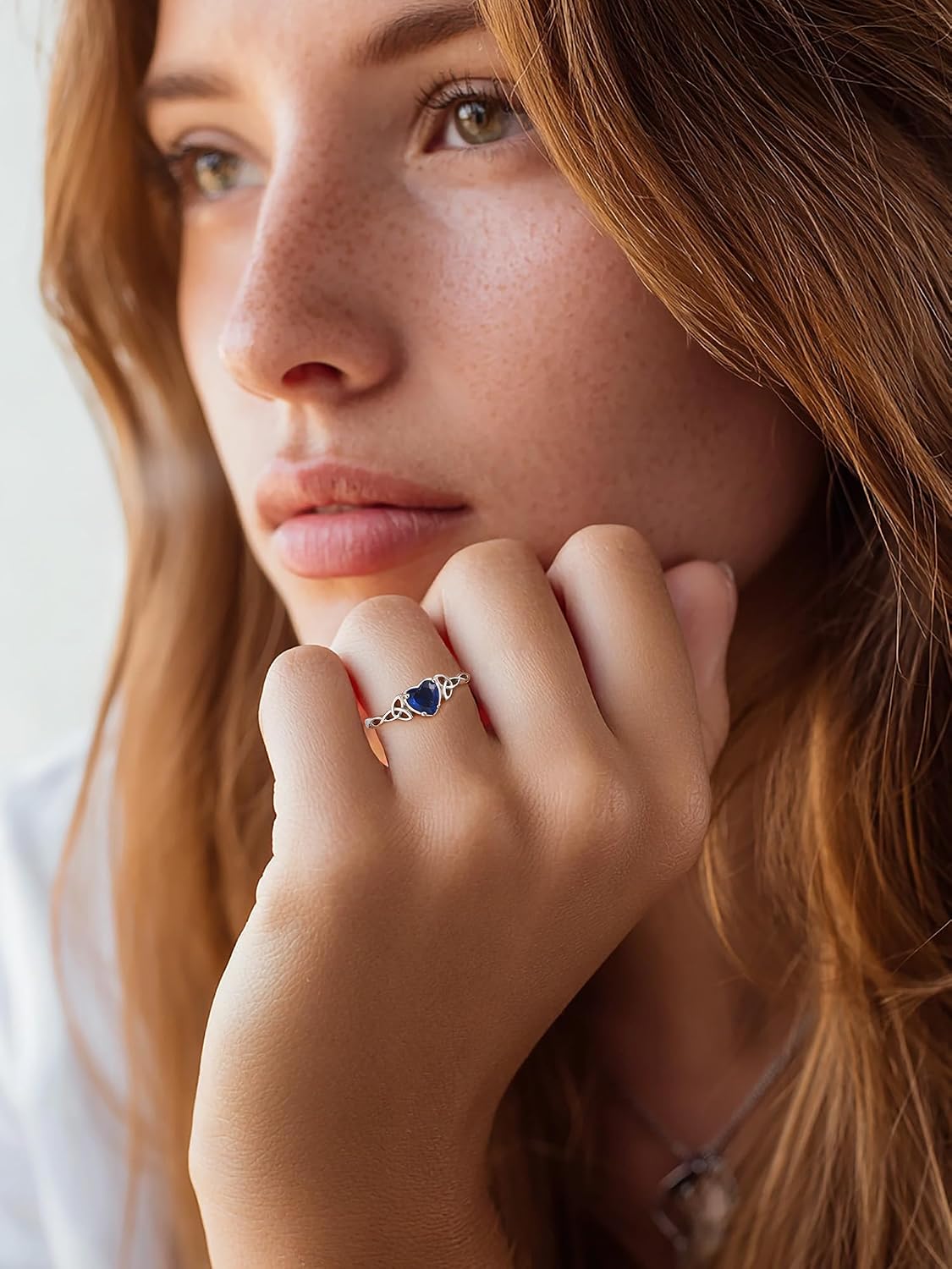 Detalle de ChicSilver Bague femme argent 925 réglable avec pierre cœur, ouverte (taille 51,5 à 66,5)