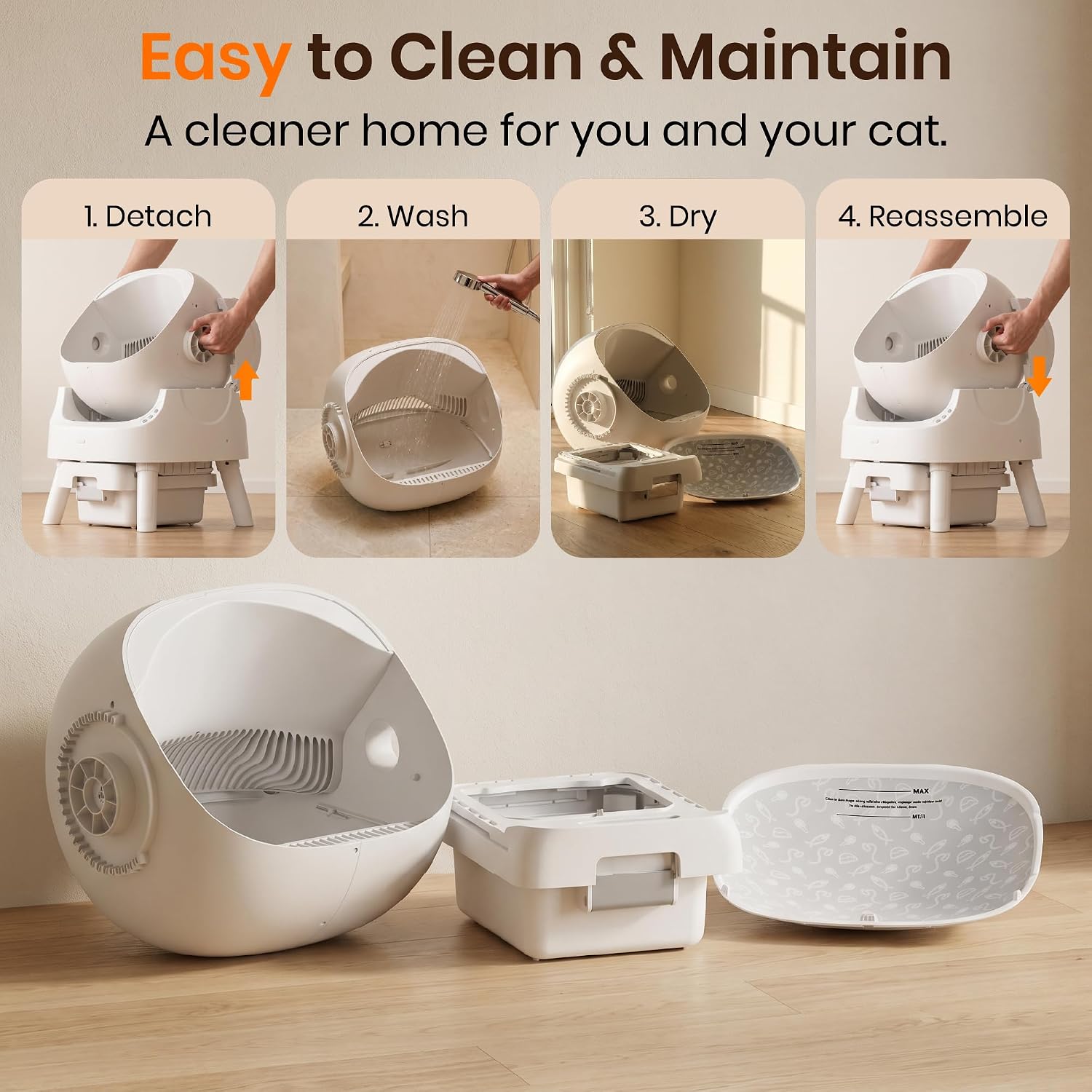 Detalle de Self-Cleaning Litter Box, 10L Waste Container