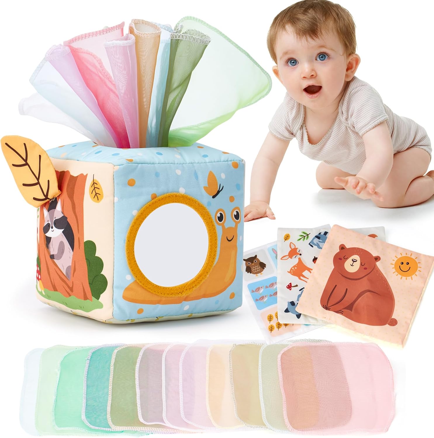 Detalle de hahaland Baby Tissue Box Toy sensory toy for 6 months