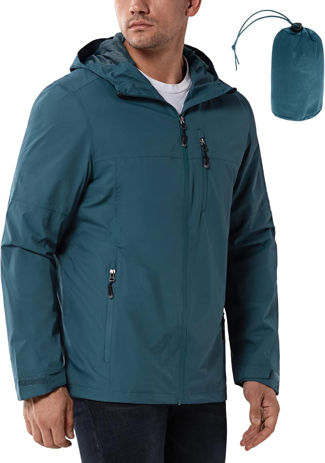 Detalle de 33,000ft Regenjacke Herren – Wasserdichte Outdoorjacke leicht & packbar