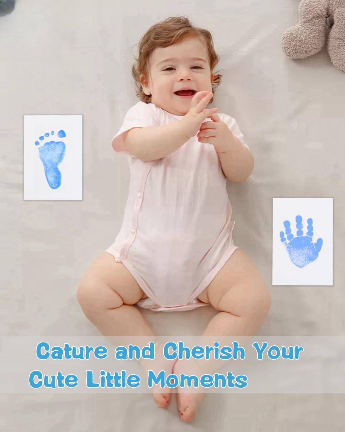 Thumbnail 5 de Zemiu Baby Handprint and Footprint XL Size Kit – 2 Clean-Touch Ink Pads, 6 Imprint Cards (Blue)