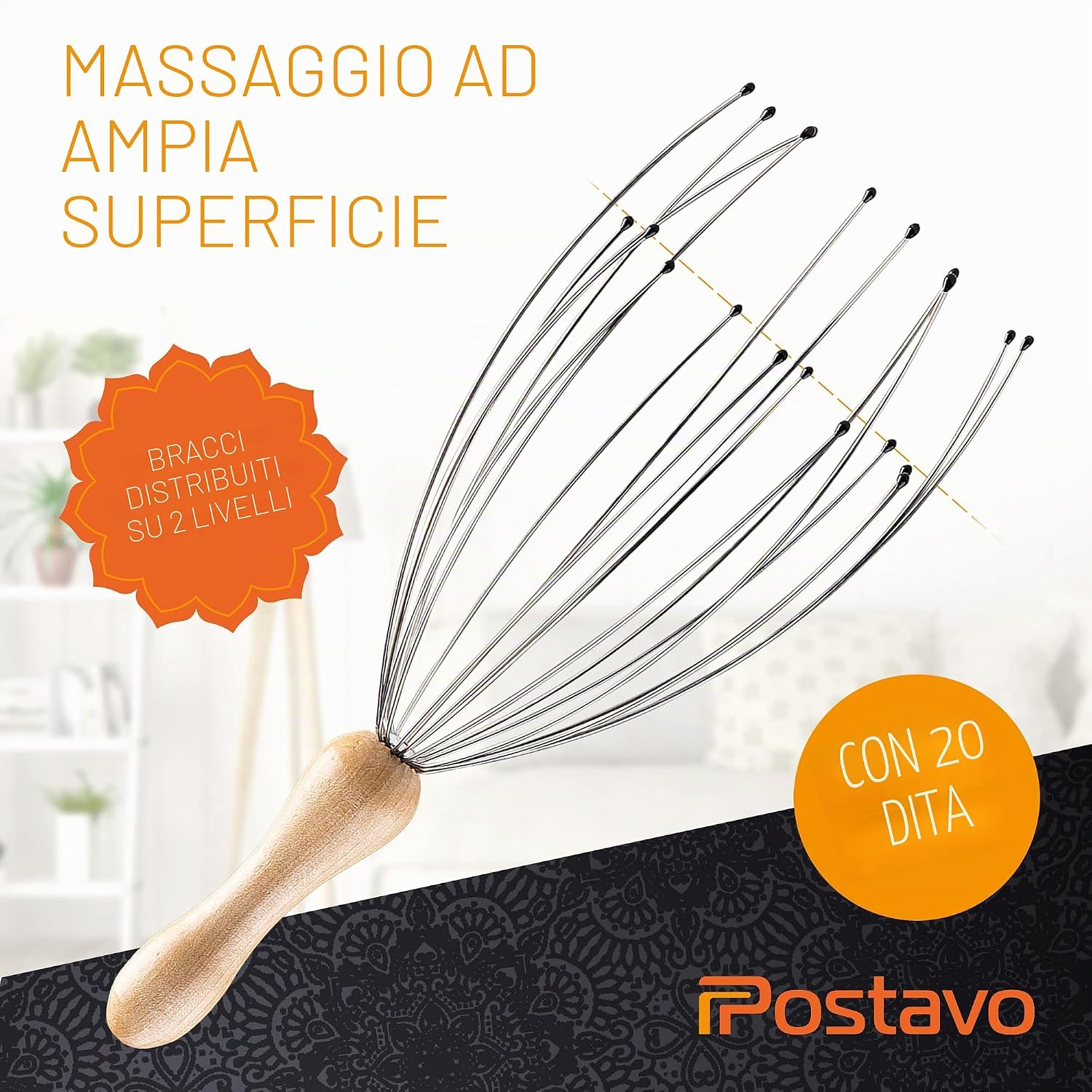 Thumbnail 2 de Postavo [ORIGINA] Massaggiatore per la testa a ragno – massaggiatore per la testa con 20 dita, relax profondo e stimolazione della circolazione