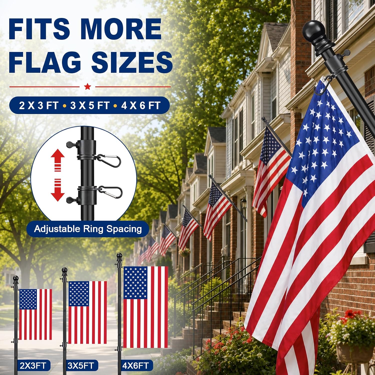 Detalle 2 de Barcetine 01 6 ft Flagpole, Stainless Steel with 360° Rotating Rings