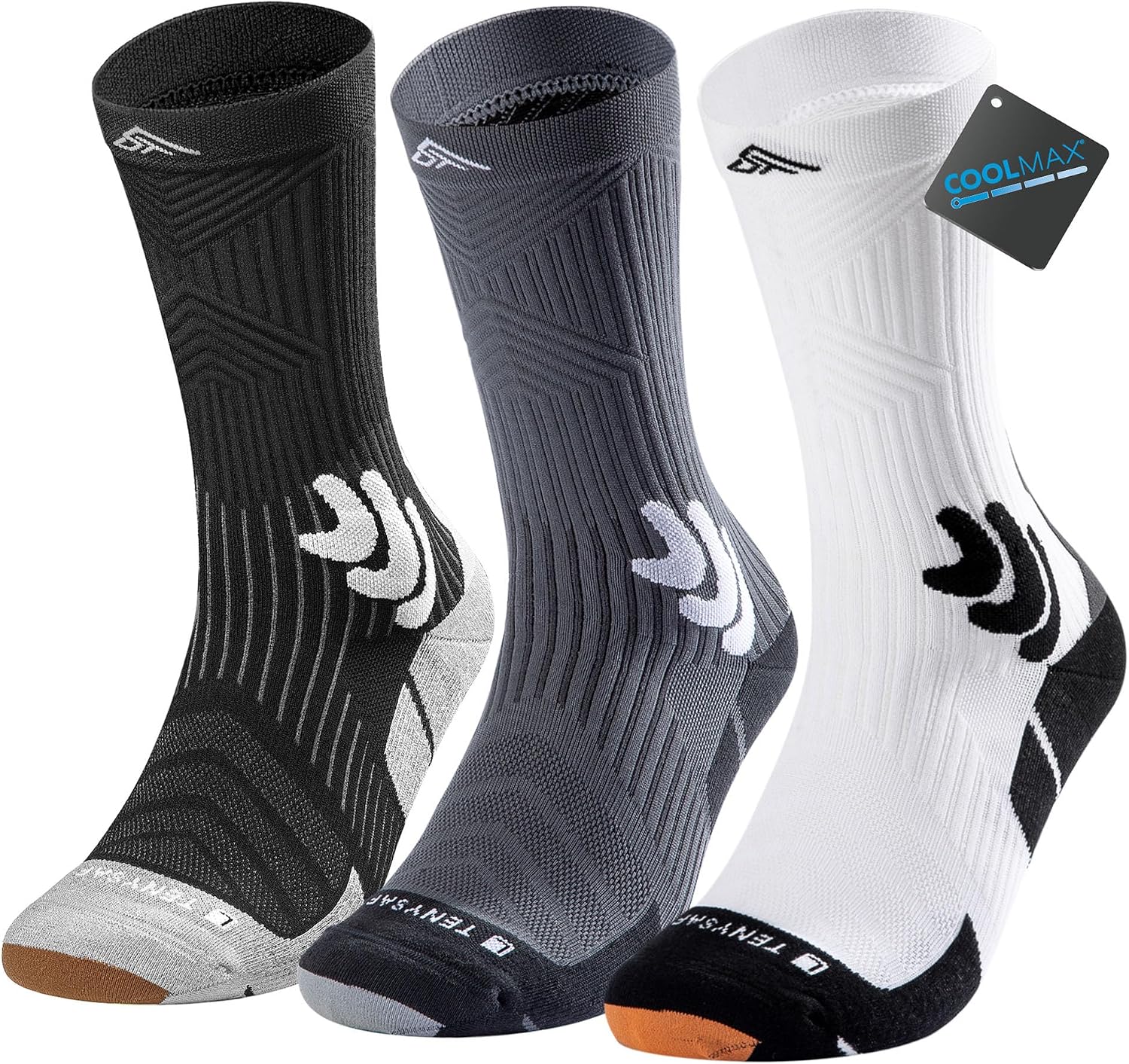Detalle de Lounwee Compression Running Socks for Men (Coolmax crew) with anti-blister cushioning