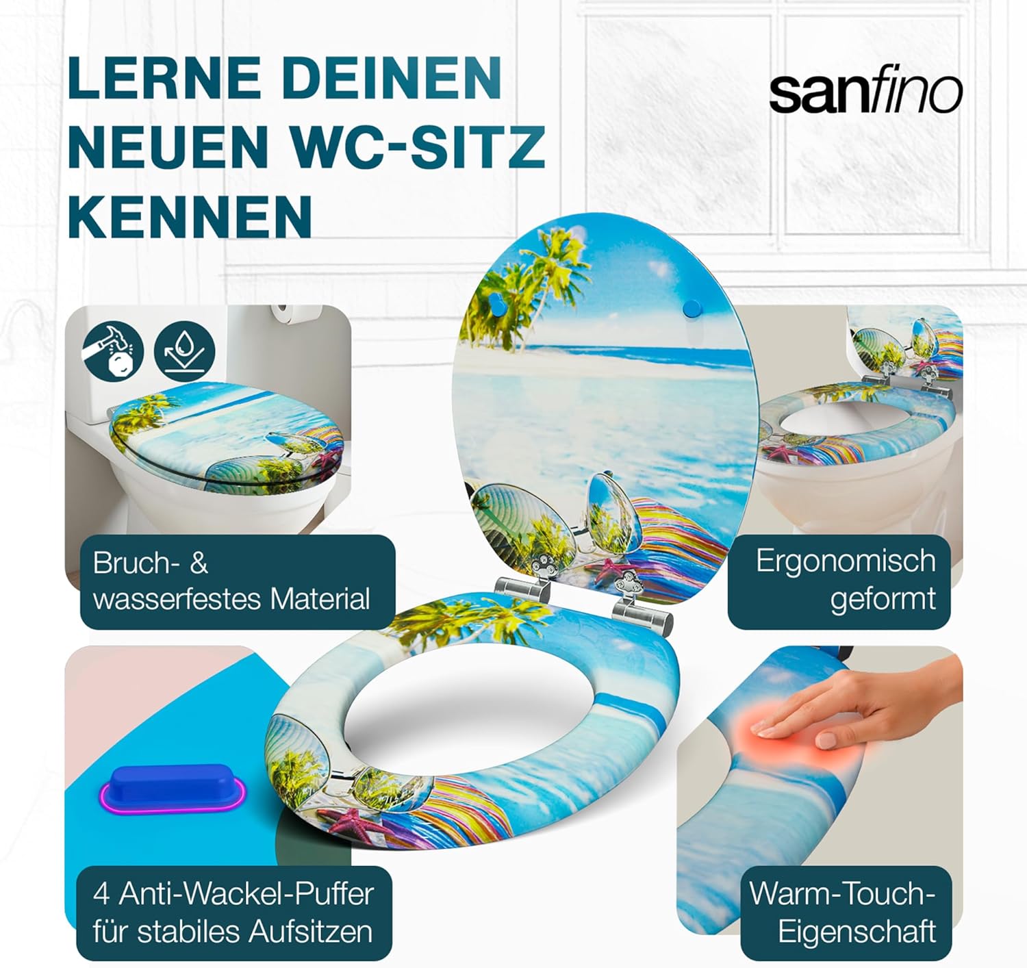 Thumbnail 3 de SANFINO Premium WC Sitz mit Absenkautomatik – Hawaii