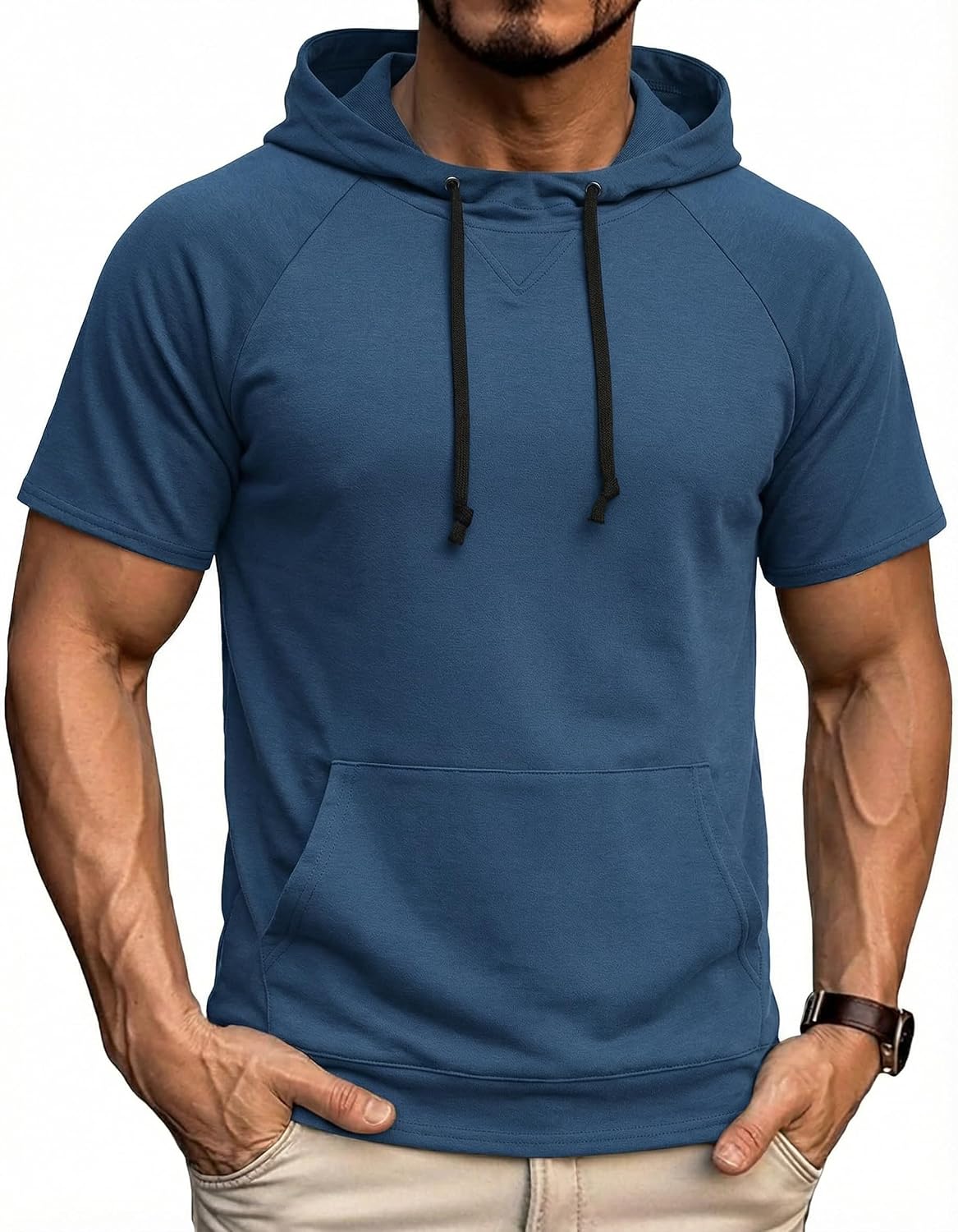Thumbnail 6 de COOFANDY Sweat à Capuche Homme Manche Courte - Sweat léger avec Poche Kangourou, Style Urbain & Sport