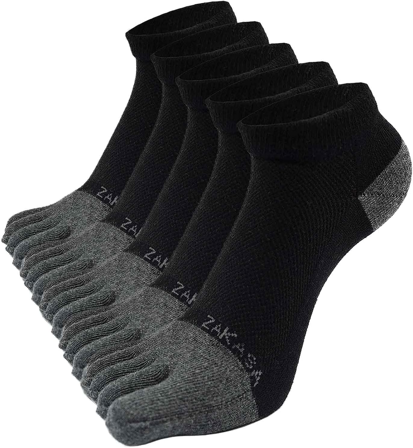 Detalle de ZAKASA Chaussettes à Doigts Homme Sport – 5 paires, coton respirant, orteils séparés