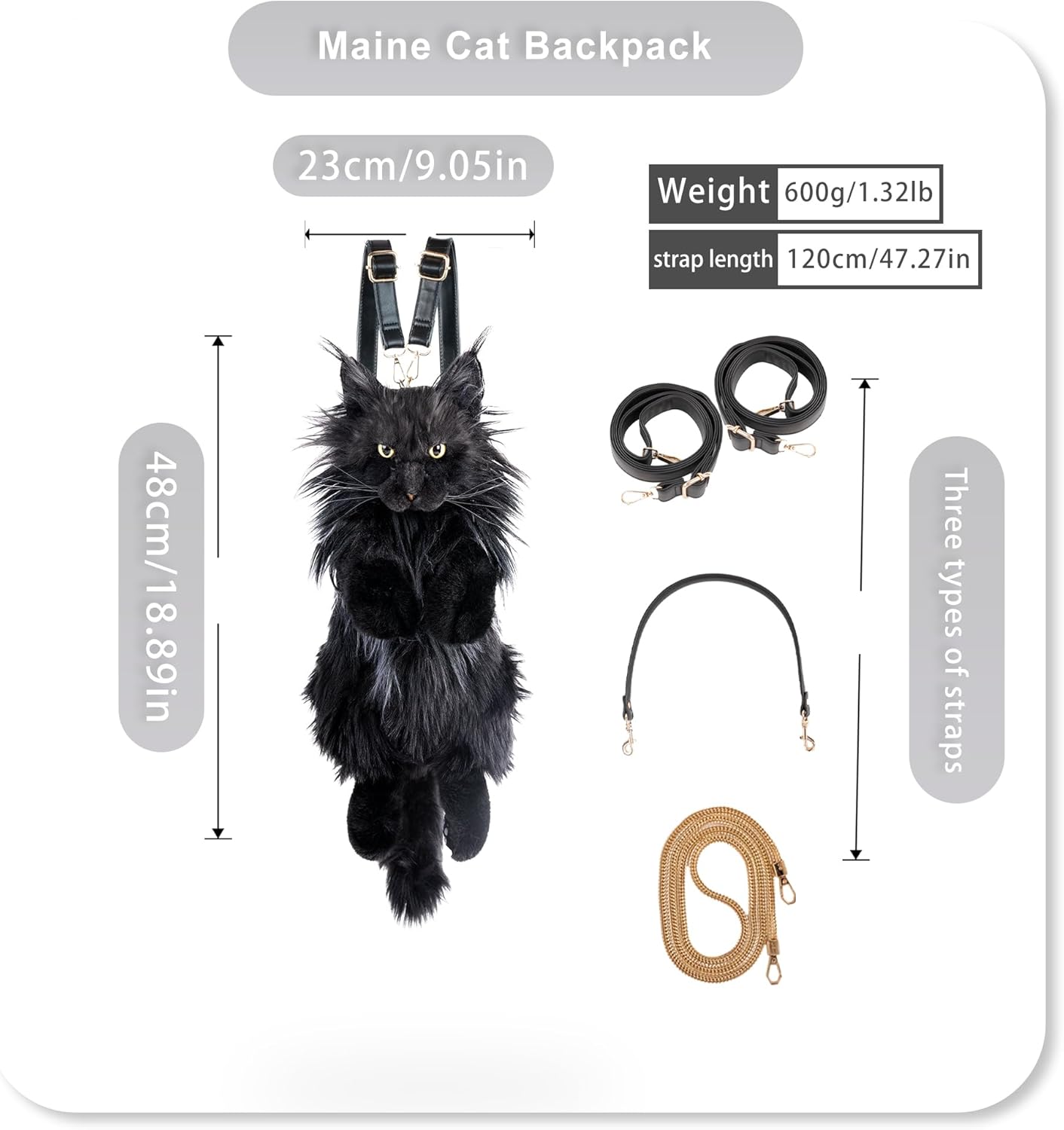 Thumbnail 5 de Chongker Stuffed Realistic Cat Plush Backpack