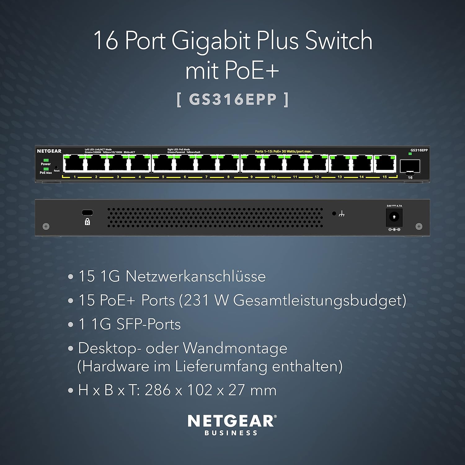 Detalle 2 de NETGEAR GS316EPP Switch 16 Port PoE