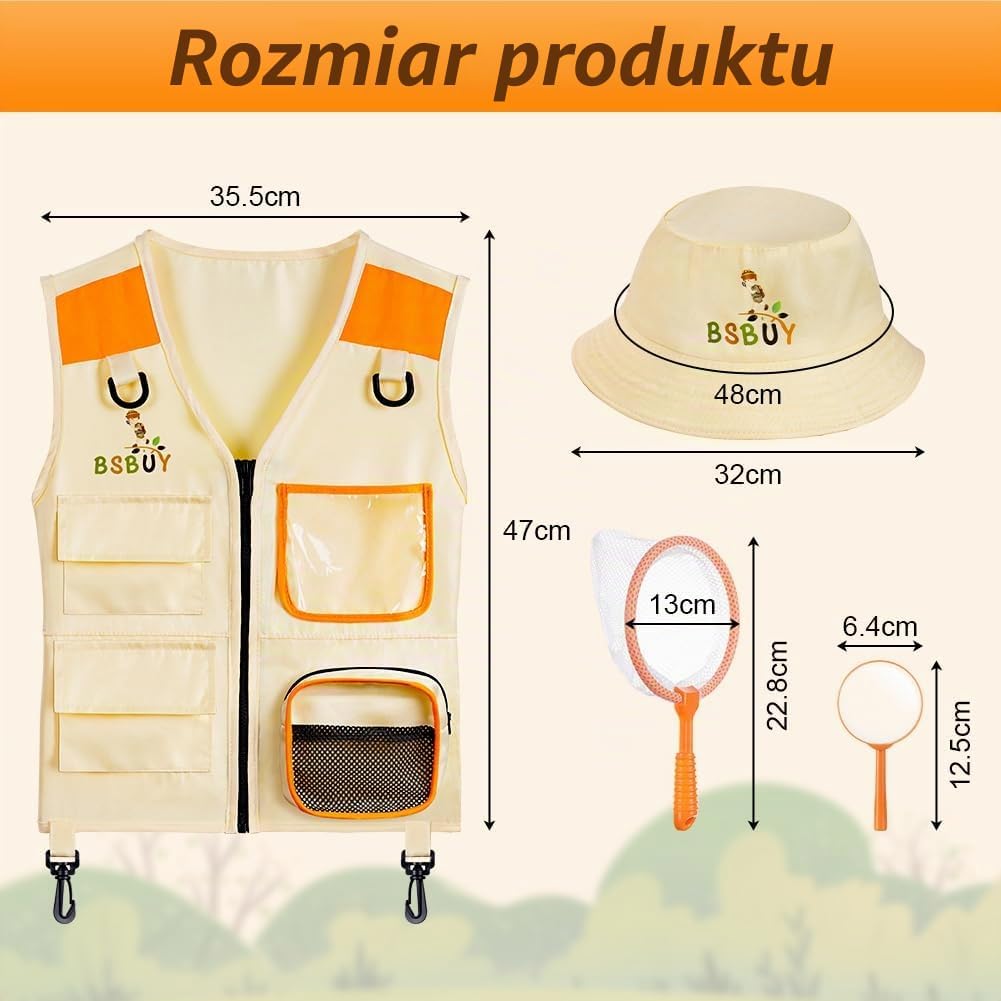 Thumbnail 1 de BSBUY zestaw odkrywcy dla dzieci, 4 elementy, rozmiar L, kamizelka i akcesoria