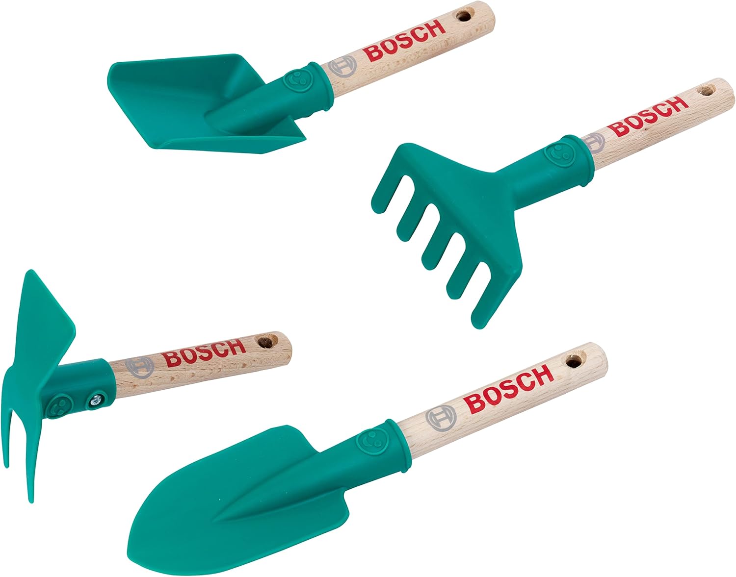 Detalle de Theo Klein 2735 Bosch Gardening Hand Tool Set for Kids (Spade, Rake, Shovel & Hoe) with Hanging Eyelet