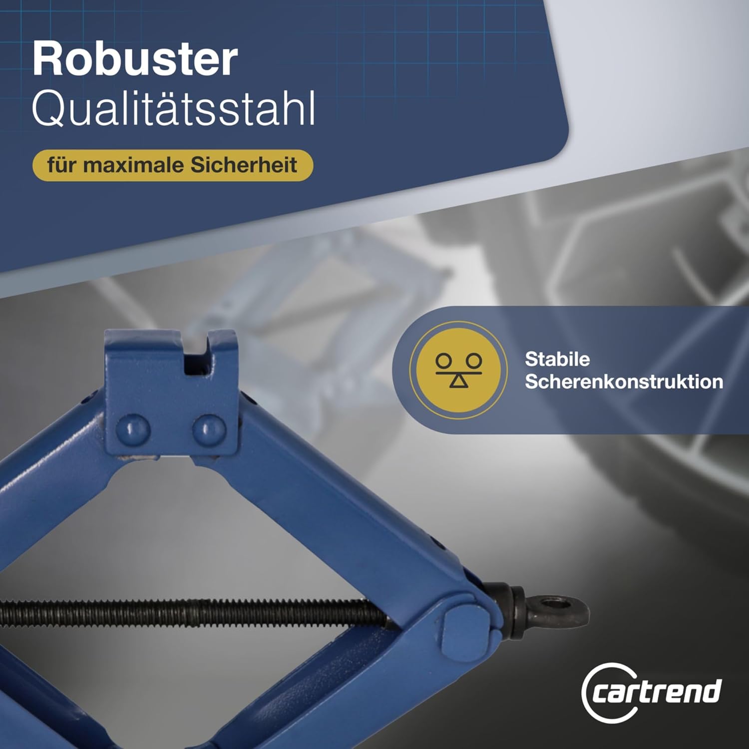 Detalle de Cartrend Scherenwagenheber – Tragkraft bis 1000 kg aus Qualitätsstahl