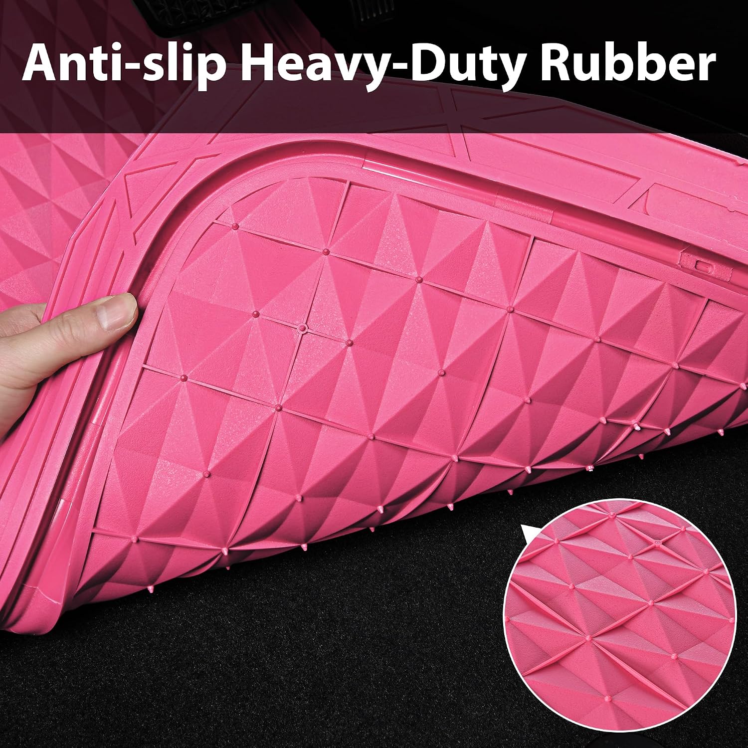 Thumbnail 4 de CAR PASS Heavy Duty Rubber Pink Floor Mats 3 Pc