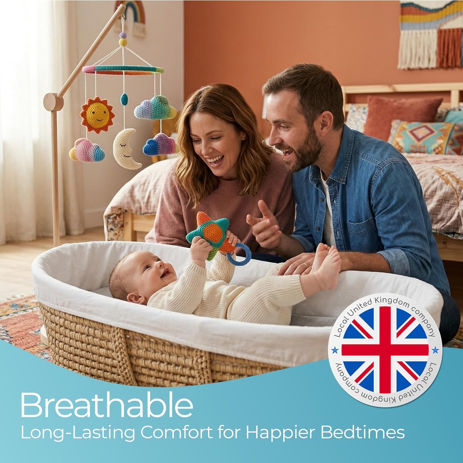 Thumbnail 6 de Comfier Sleep White Moses Basket Sheets 30x76cm (2 Pack) – Organic Cotton fitted pram & moses basket sheets