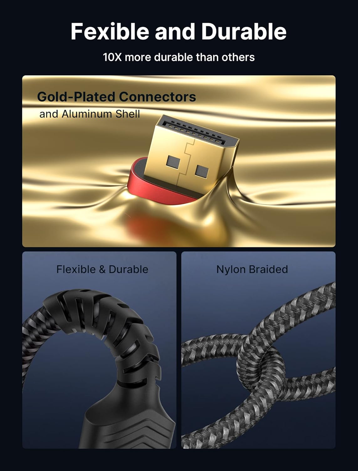 Thumbnail 5 de JSAUX 8K DisplayPort 1.4 Cable (DP to DP) 2m – 240Hz support for gaming and high-resolution displays